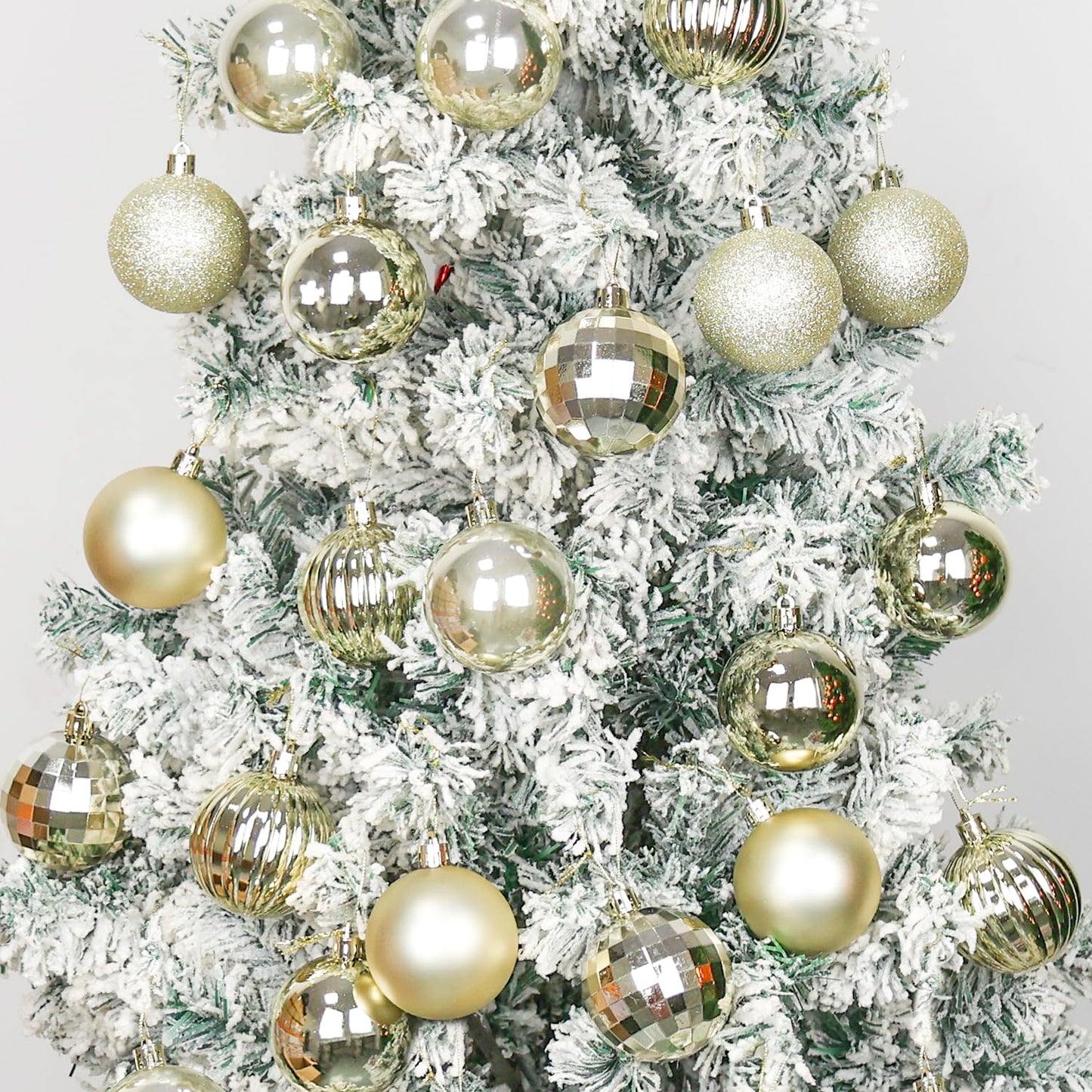 24ct Christmas Balls Ornaments, 2.36 Inch Christmas Tree Balls Ornaments, Decorative Baubles Decorations for Xmas Tree Decor Holiday Party, Champagne