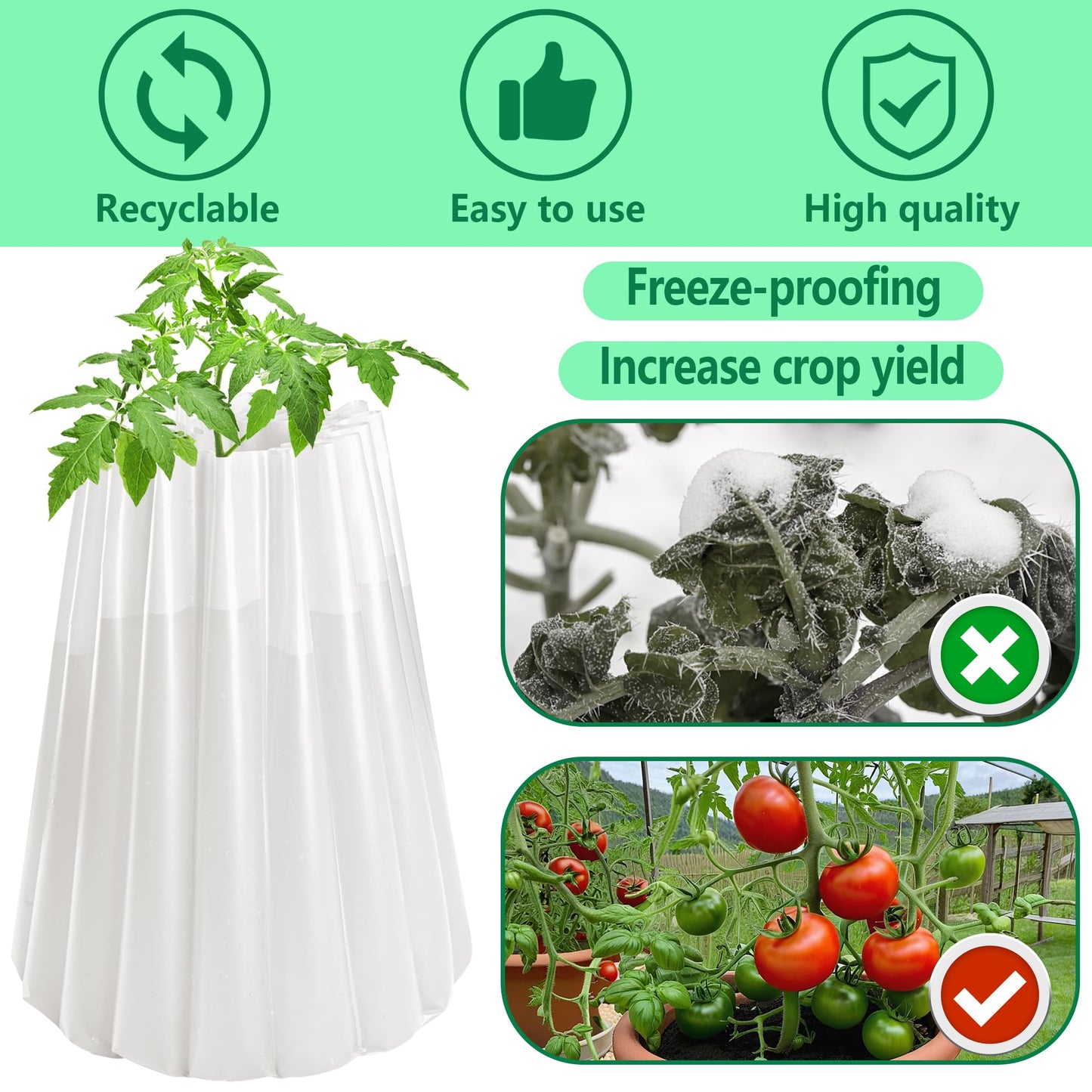 DECOHS 5 Pcs Insulating Plant Protectors Cover- 18.3 x 18.3 Inch Gardener Early Season Plant Insulators- Water Freeze Protects Plants for Winter Protection Against Frost Cold Weather