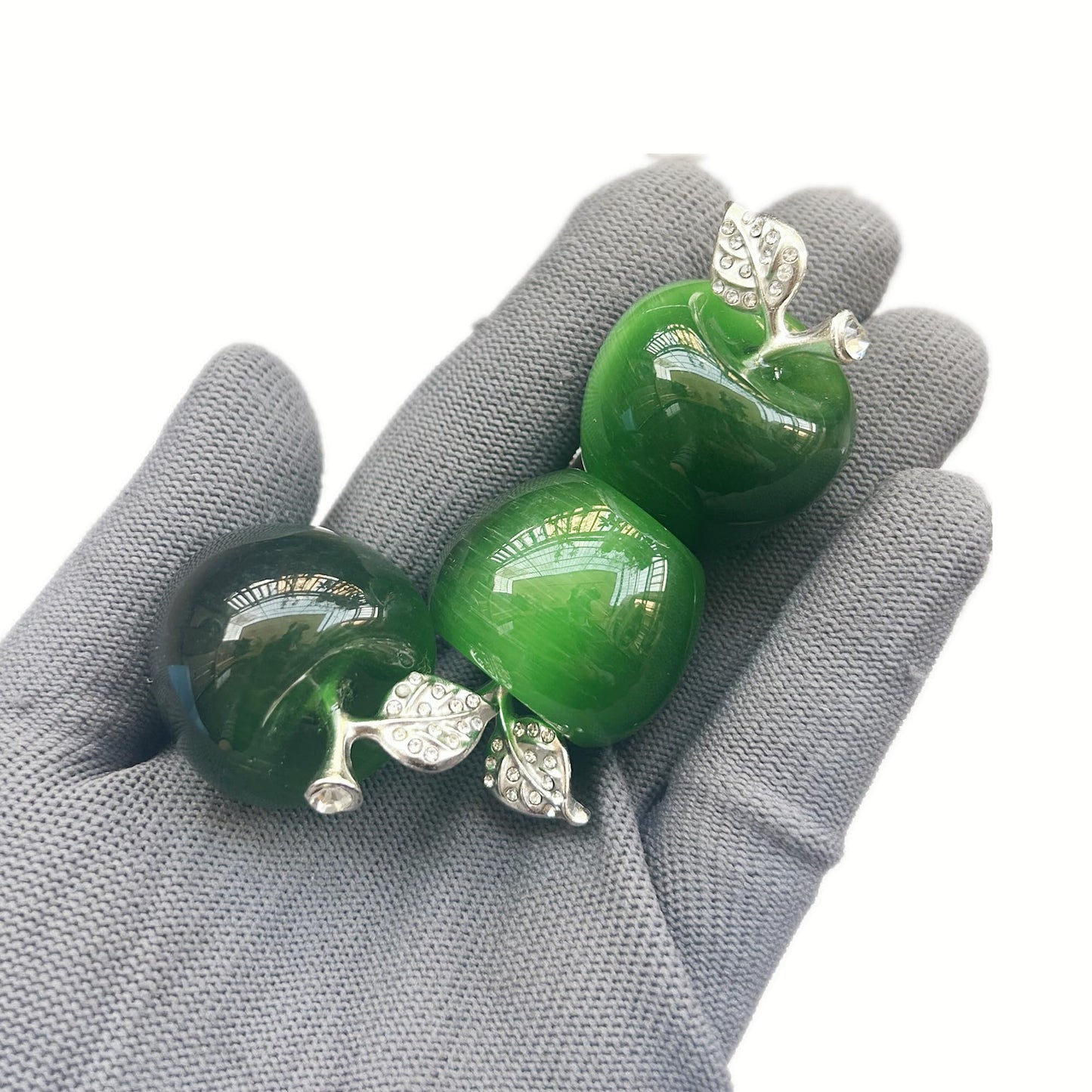 Sunshcat Green Cat's Eye Stone 1.18 Inchs Apple Crystal and Healing Stone Statues,Room Decoration Christmas Decorations Thanksgiving Gifts Office Gifts Collectibles