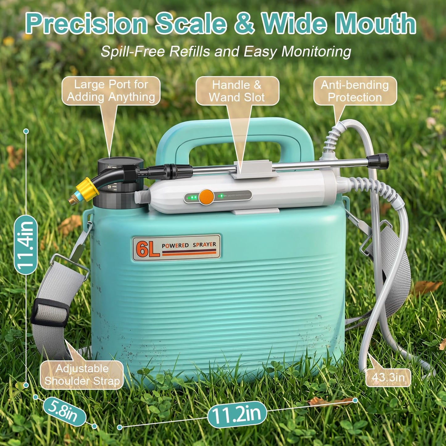 Sprayers in Lawn and Garden,Battery Powered Weed Sprayer 1.8 Gallon,Telescopic Wand,Water Hose Nozzle,Pump Sprayer,Portable Water Yard Sprayer for Weed Control,Fertilizing,Gardening