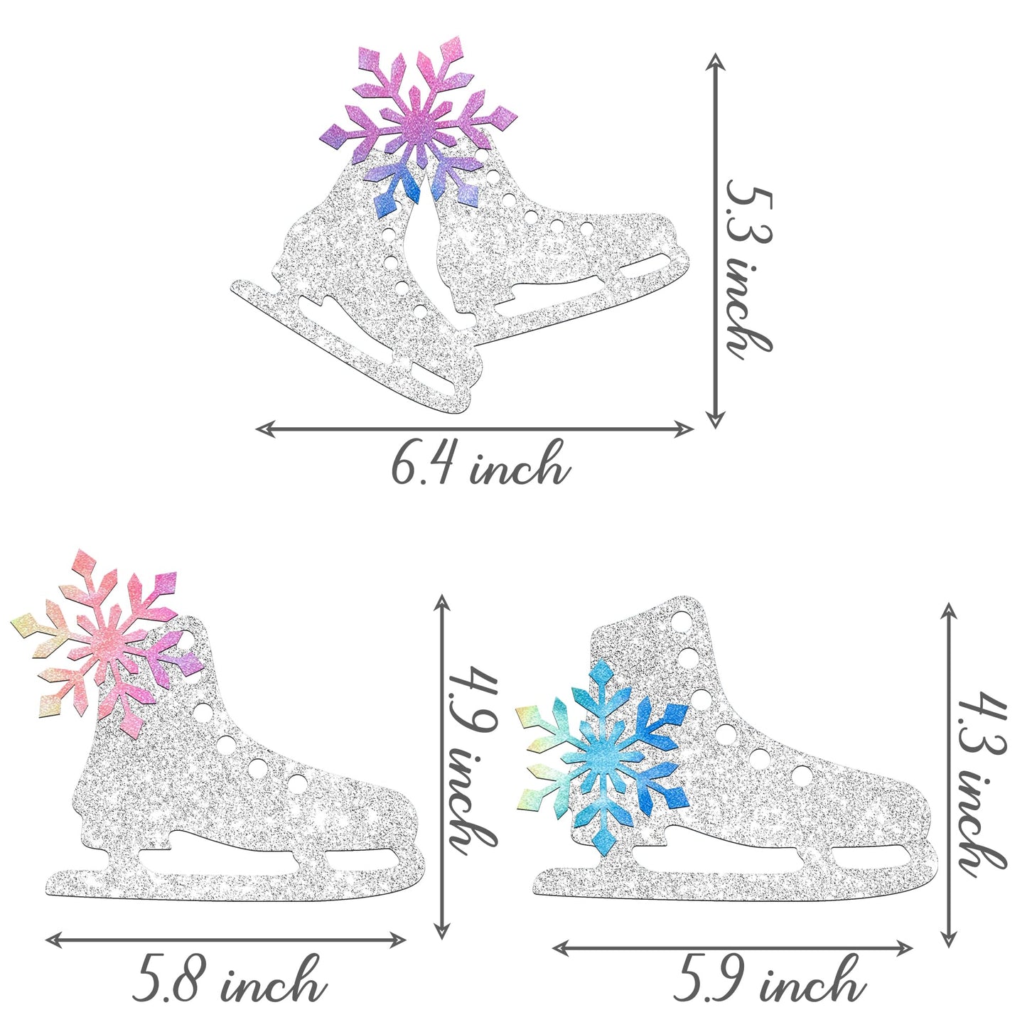 Ice Skating Centerpiece Sticks Snowflake Ice Sports Theme Party Decorations 12PCS Glitter Silver Ice Skate Baby Shower Table Topper Decorations for Skating Birthday Party Supplies