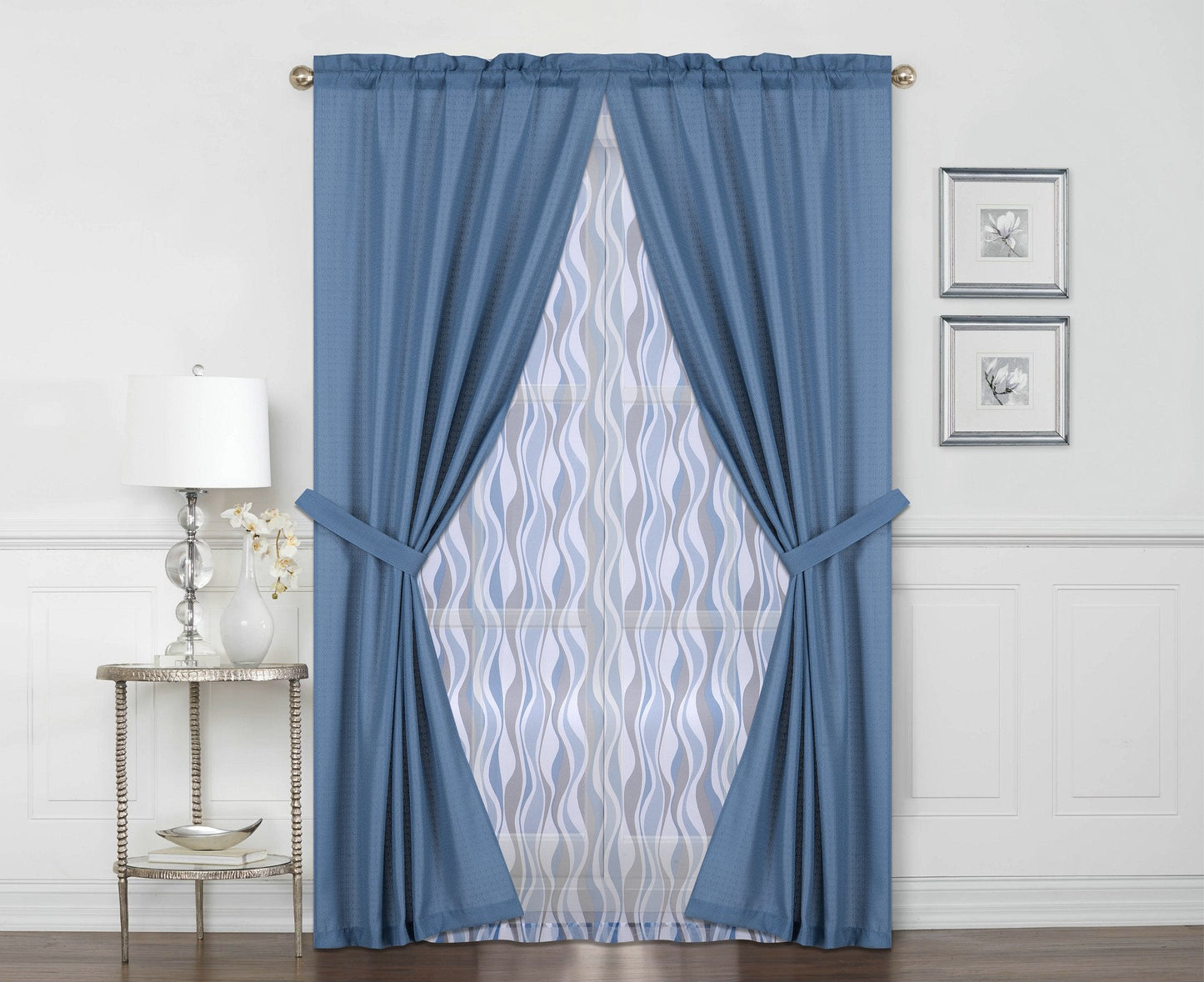 Casa Shimmer Waves, 84" Window Curtain Panel 6-Piece Set