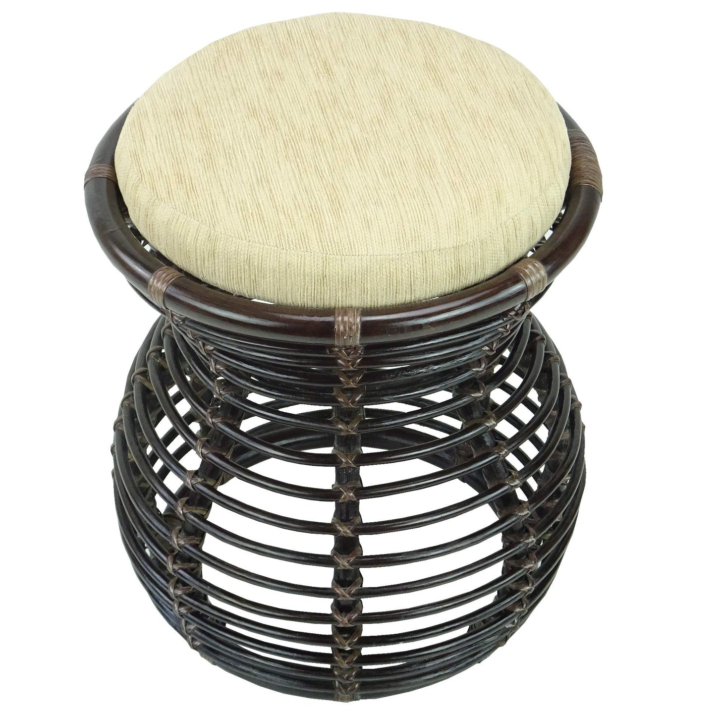 SunBear Furniture Handmade Natural Rattan Wicker Milan Ottoman Stool Vanity Bedroom Handmade Design ECO, Cognac (Light Brown)