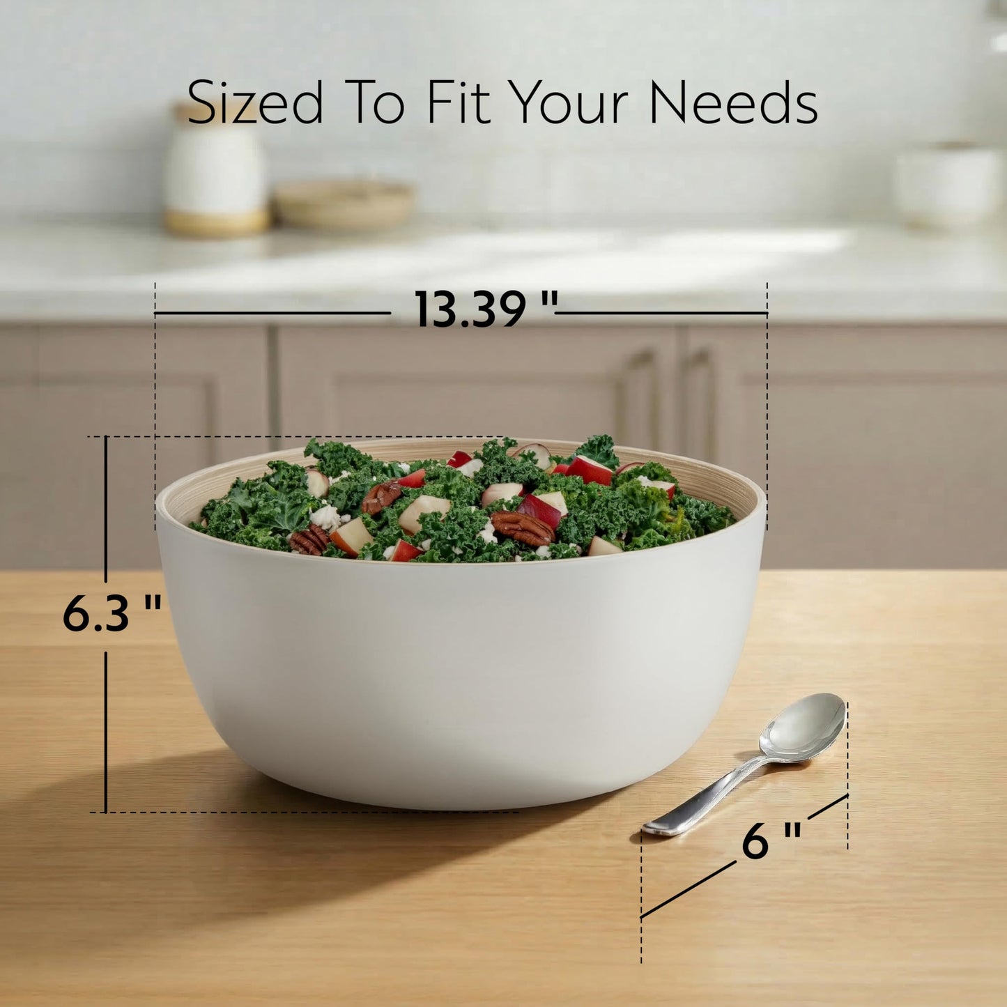 Restaurantware Salad Bowl 1 Pack 50.7 oz Bamboo Serving Dish Greaseproof Freezer-Safe Bowl Handcrafted Round for Hot/Cold Foods