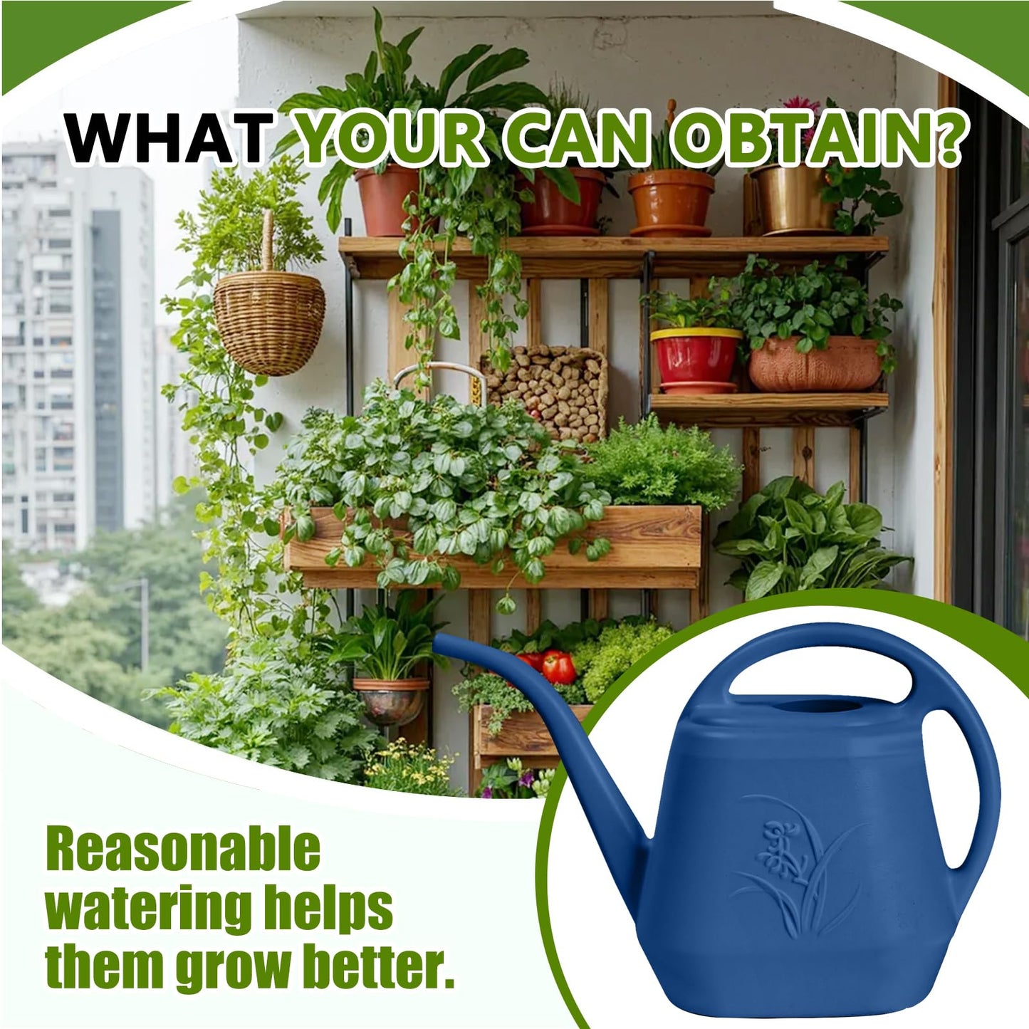 VKPLITE Plastic Watering Can - for Indoor and Outdoor Home Garden Plants - with Long Spout - Blue - 1/2 Gallon