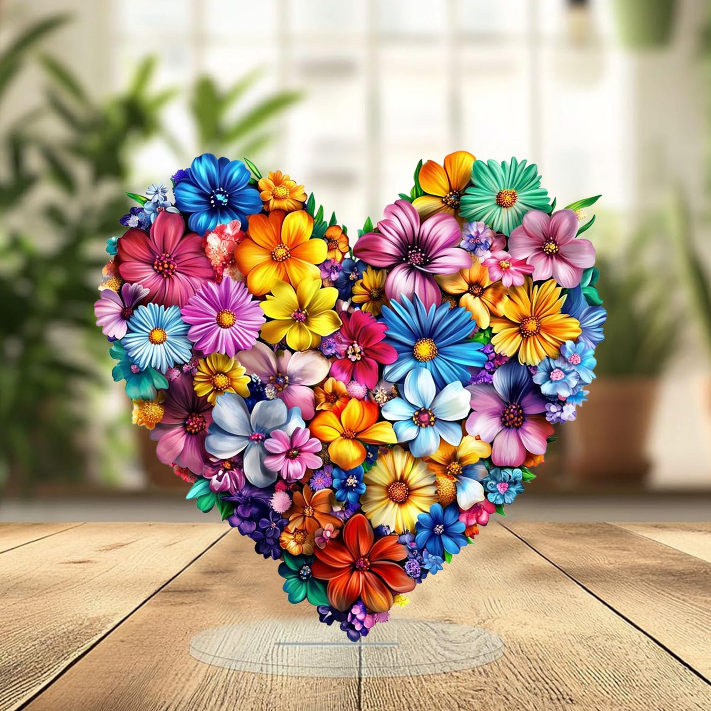 Flower Clear Acrylic Desktop Decoration, Tabletop Placement Ornament, Table Decor for Home Décor in Living Room or Office, Halloween, Christmas, Birthday, Valentine's Day, 7.8 Inch