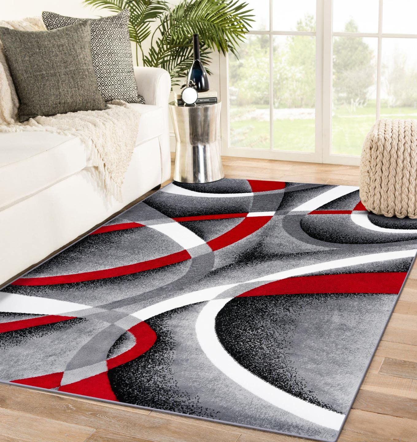 Persian Area Rugs 2305 Gray 5x7 Abstract Area Rug, 5 x 7 ft