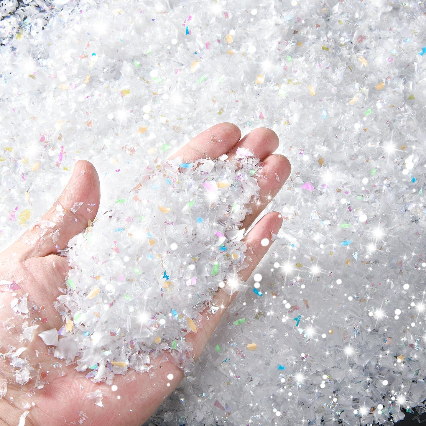 ZeanSciulpt 5.3 Ounce Fake Snow Decor, Glittery Artificial Snow Decorations, Suitable for Craft Making, Holiday Decoration, Christmas Party