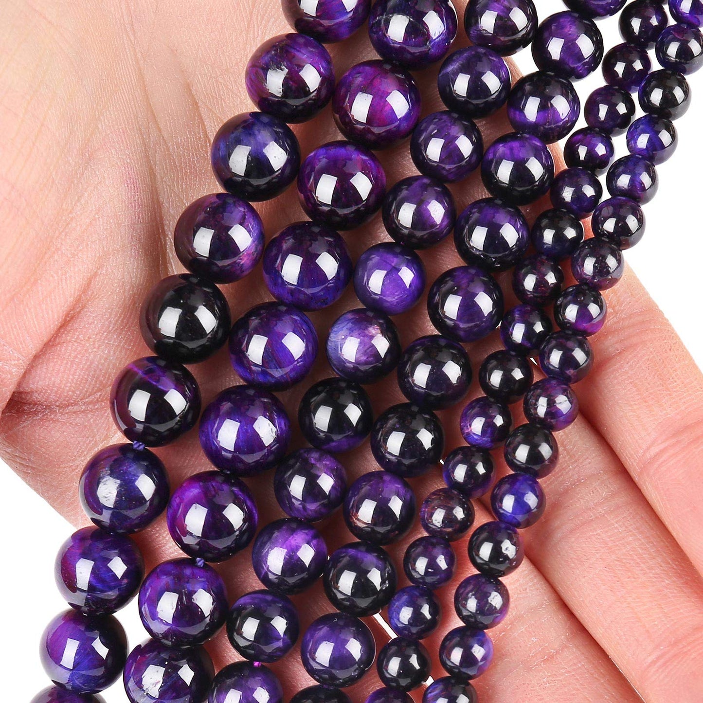 Natural Purple Tiger Eye Beads, Grade AAA Gemstone Round Loose Beads 10MM 40PCs Bulk Lot Options, Semi Precious Stone Beads for Jewelry Making