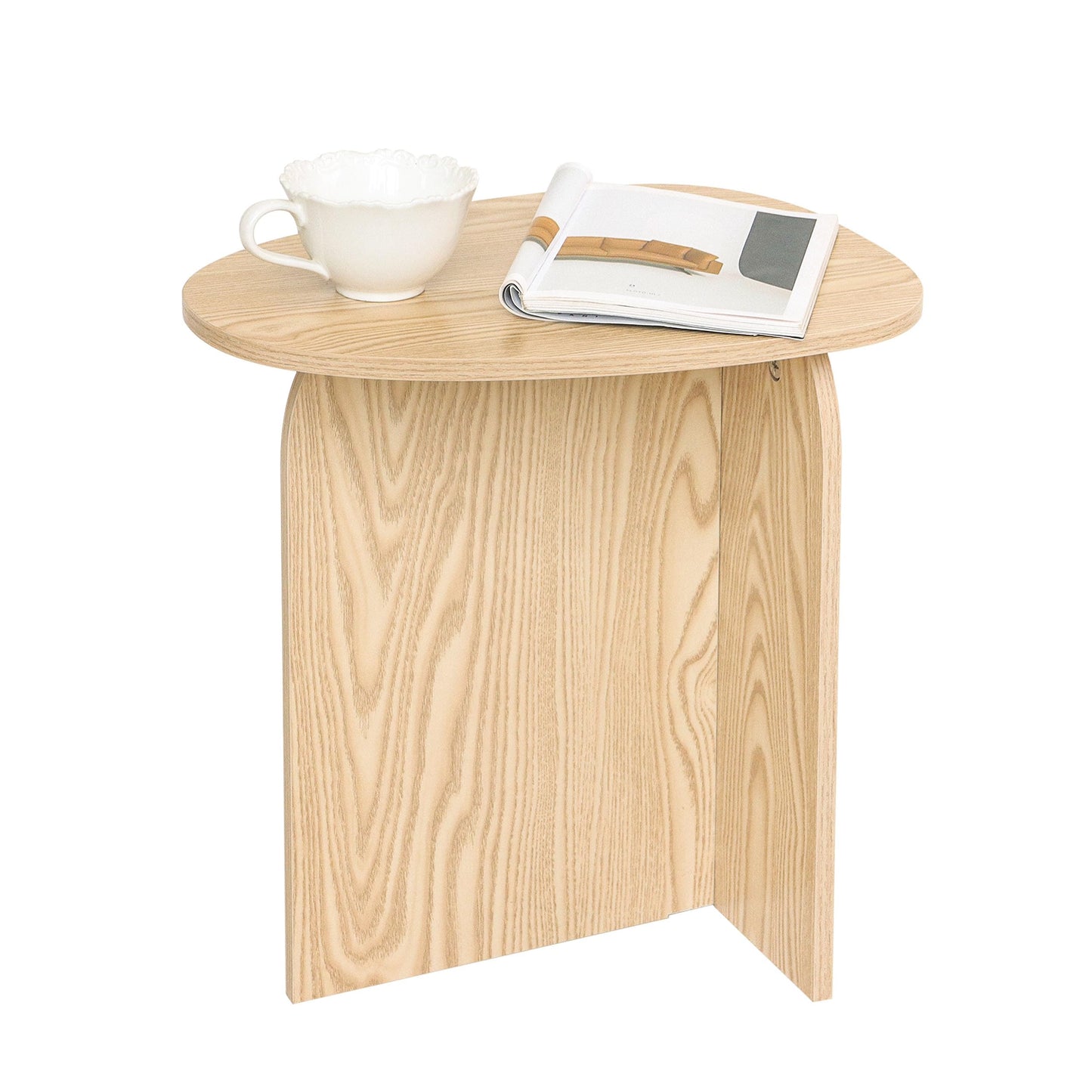 AWASEN Small Side Table, Mini End Table Living Room, Modern Accent Table with Unique Tabletop, Short Bedside Table for Small Spaces, Natural