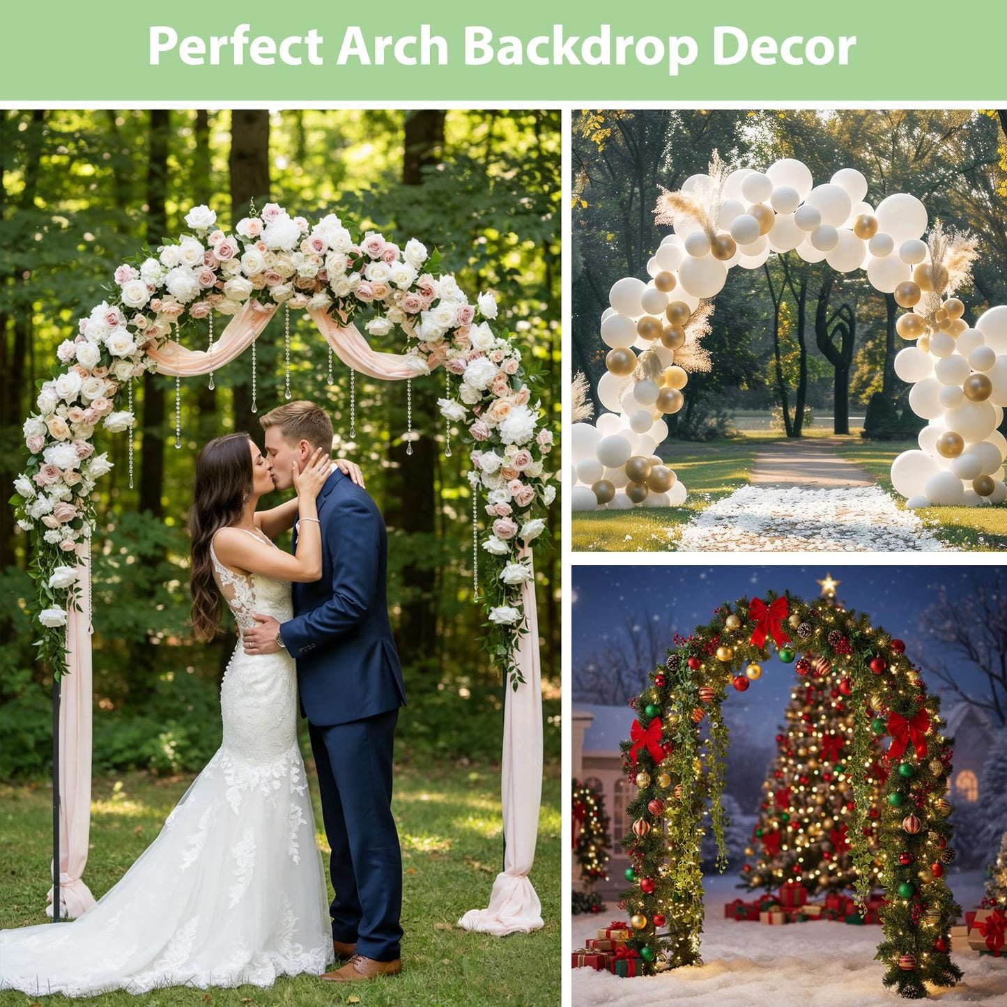 RUBFAC 7.8ft Garden Arch Trellis for Climbing Plants Outdoor, Metal Arch Frame Garden Arbors and Arches, Outdoor Archway for Flower Vines Wedding Bridal Party Decoration, Black