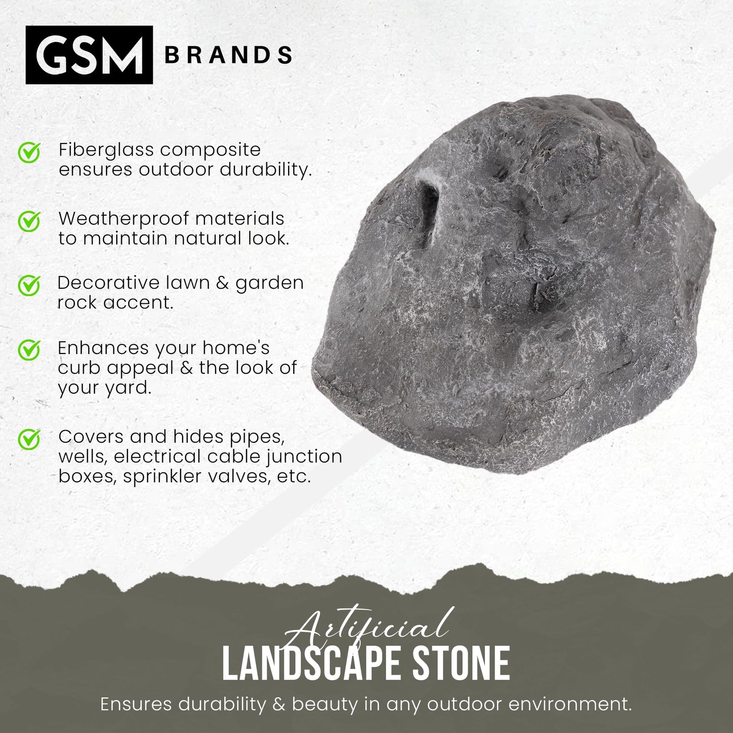 Fake Rock for Outdoor Garden Landscape Décor - Durable Faux Rock - 11.5 x 7.5 x 5.5 Inches
