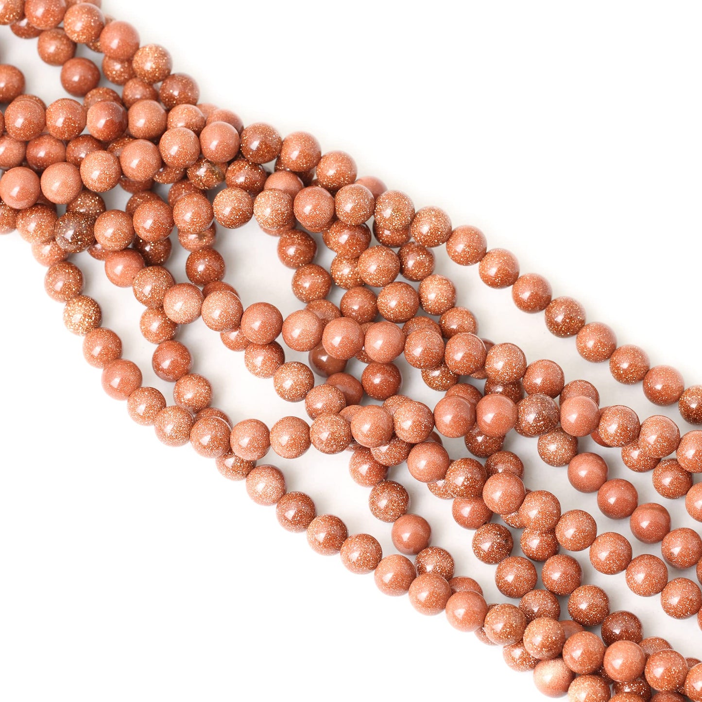 CHEAVIAN 45PCS 8mm Gold Sandstone Gemstone Round Loose Beads for Jewelry Making 1 Strand 15"