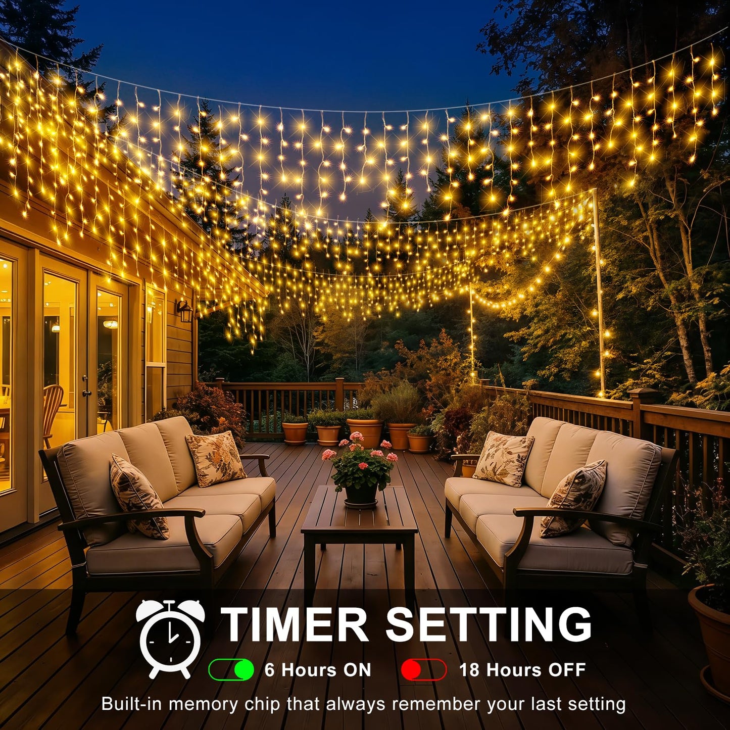 XmasBokeh Icicle Lights for Outside - 33FT 400 LED Icicle Christmas Lights Outdoor with 75 Drops, Plug in Connectable Curtain String Light for Indoor House Patio Roof Holiday Decor, Warm White