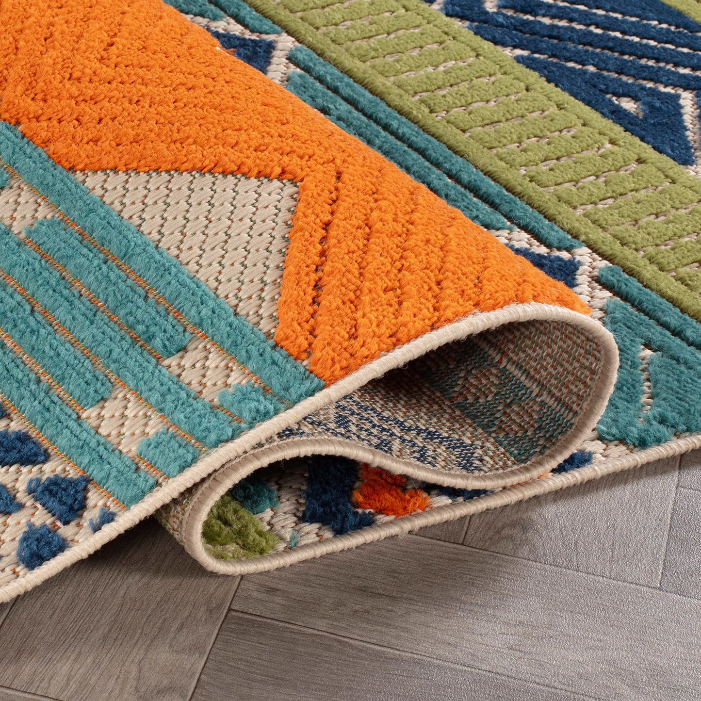 Rugshop Multi Marbella Boho Indoor/Outdoor Square Area Rug, Machine Washable for Patio, Dining Nook and Balcony 6'6" x 6'6" Square