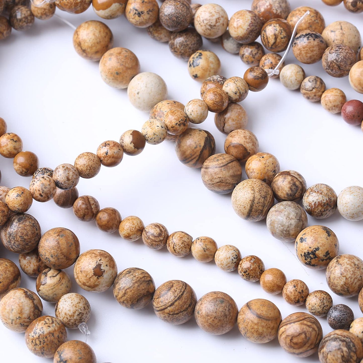 90PCS 4MM Pictures Jaspers Stone Beads Natural Gemstone Bead Crystal Healing Energy Jewelry Making DIY 15 inches