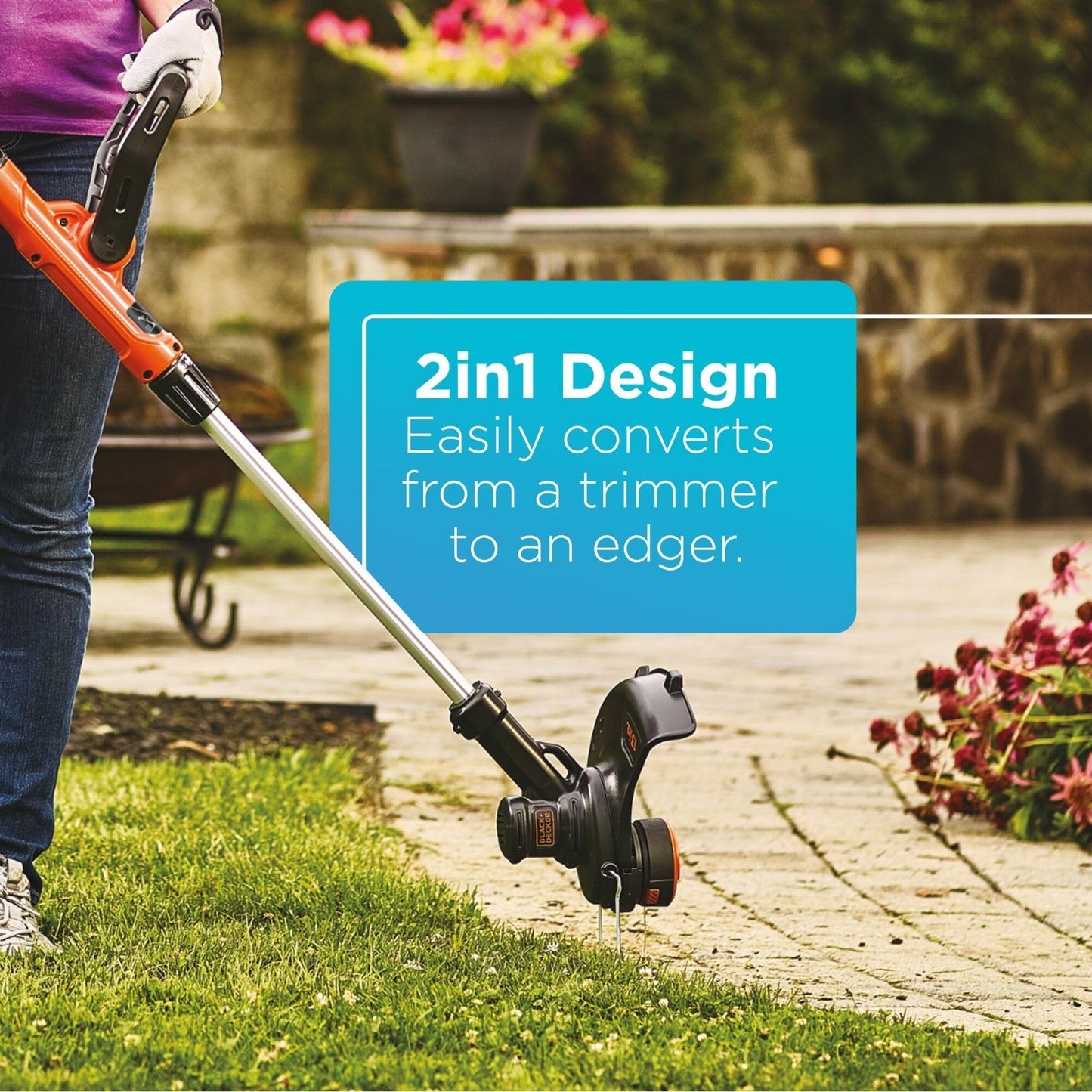 Black+Decker 40V MAX 13 Inch String Trimmer and Lawn Edger with Battery and Charger, Cordless Weed Eater with Charge Indicator, High Torque PowerDrive Technology (LST140C)