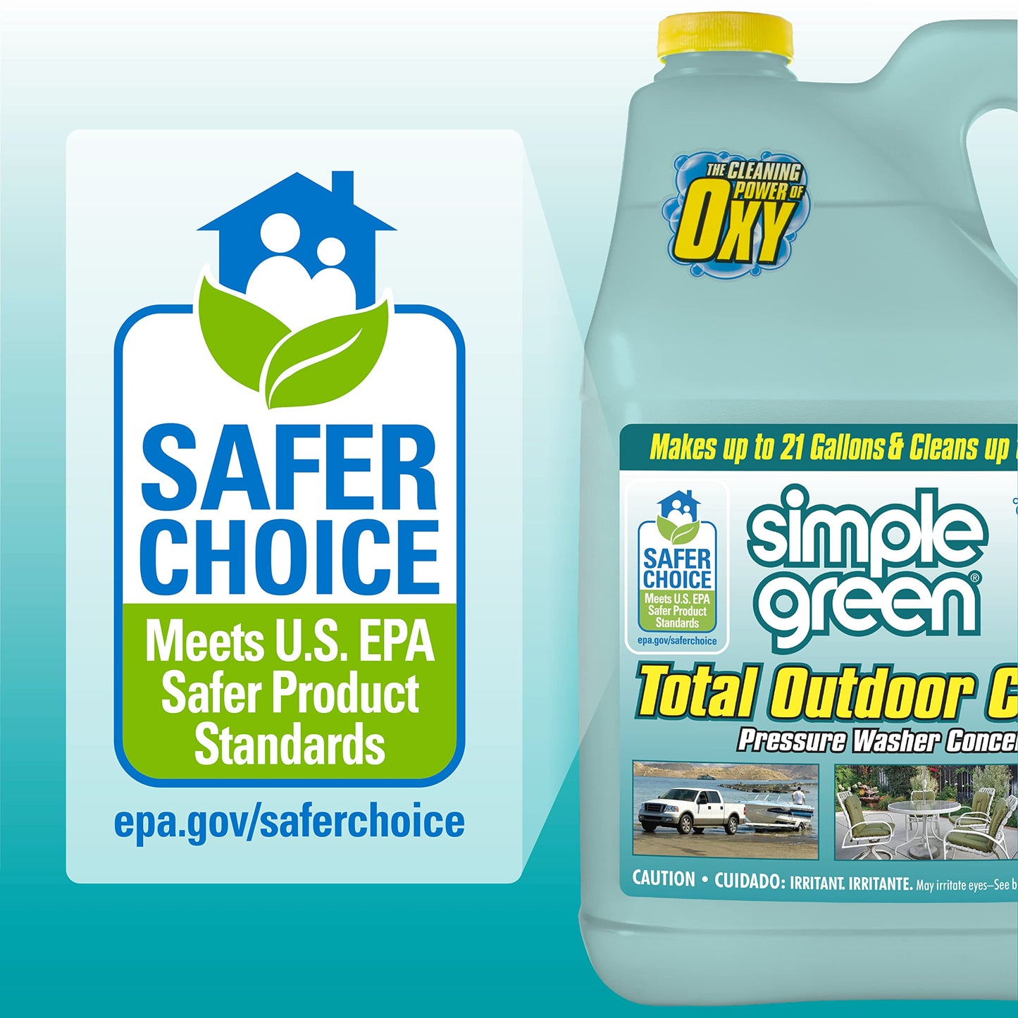 Simple Green Oxy Solve Total Outdoor Cleaner Concentrate, Pressure Washer & Manual Use, EPA Safer Choice Certified, Peroxide Cleaner for Wood, Concrete, Vinyl & More