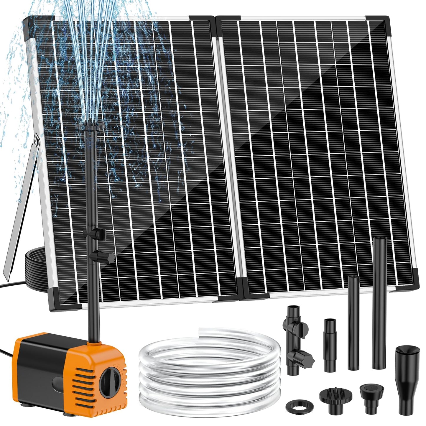 NFESOLAR 35W Solar Fountain Outdoor Pump, 280GPH Solar Pond Pump with Foldable Solar Panel, Adjustable Flow Solar Water Pump with PVC Tubing for Ponds, Garden, Waterfall, Hydroponics, Pool Used