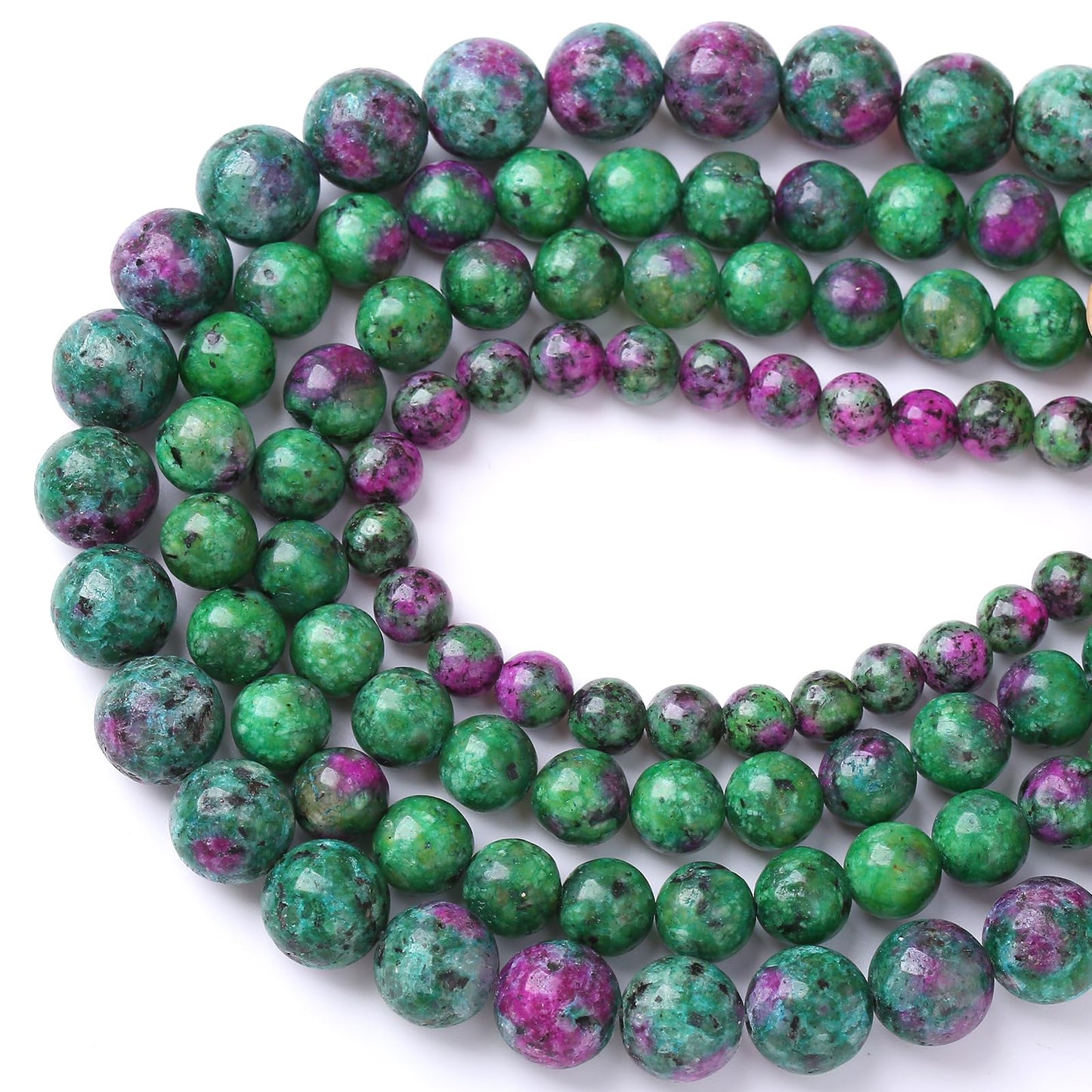 36pcs 10mm Natural Epidote Zoisite Stone Beads for Jewelry Making DIY Bracelet Necklace Accessories 15" Energy Healing Power Stone Beads
