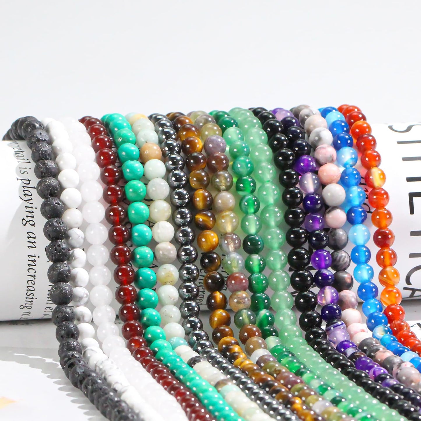 Natural Gemstone Round Loose Beads for Jewelry Making DIY Crystal Energy Healing 1 Strand 15" (Blue Jasper, 6mm (15"/Strand))