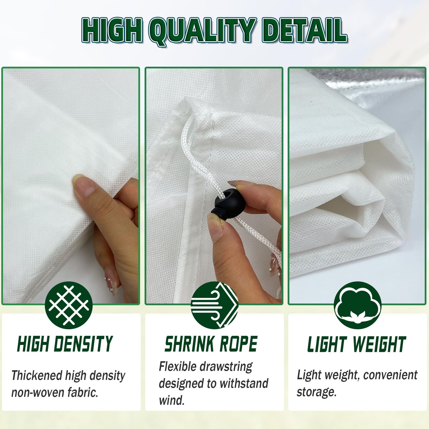 FULEIYA Rectangular Plant Cover Frost Big Size for 4×3×1FT Non Woven Fabric Garden Bed Cover with Zip Drawstring for Winter Cover Protection，Raised Beds Protect Plant Vegetable from Winter Frost