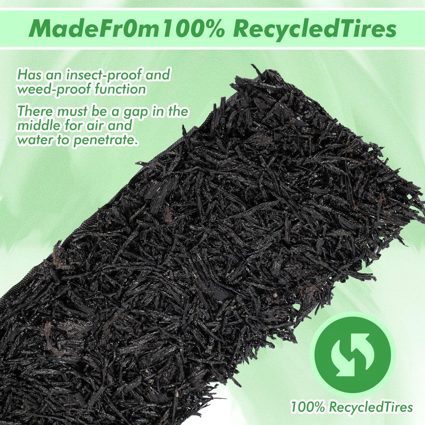 Frienda 4 Roll 120'' x 4.5'' Rubber Mulch for Landscaping Recycled Black Permanent Rubber Mulch Mat Cuttable Garden Edging Border Mat for Garden Plants Walkway Pathway Vegetables and Flowers