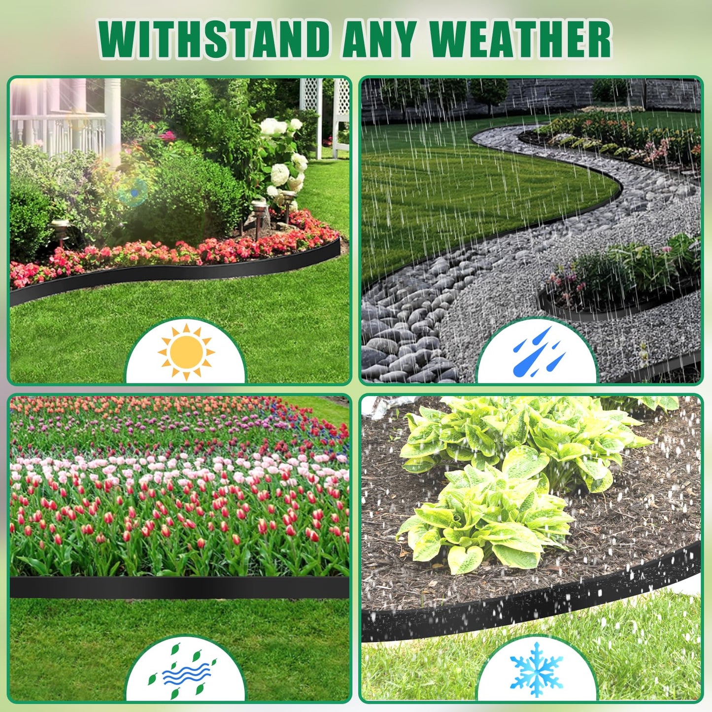 YUYIUS Landscape Edging - Garden Edging Border 40FT 2IN Tall with 40 Stakes, No Dig Lawn Edging for Landscaping for Garden Bed, Yard, Thickened Top Edge (0.15”) Flower Bed Border Edging for Outdoor
