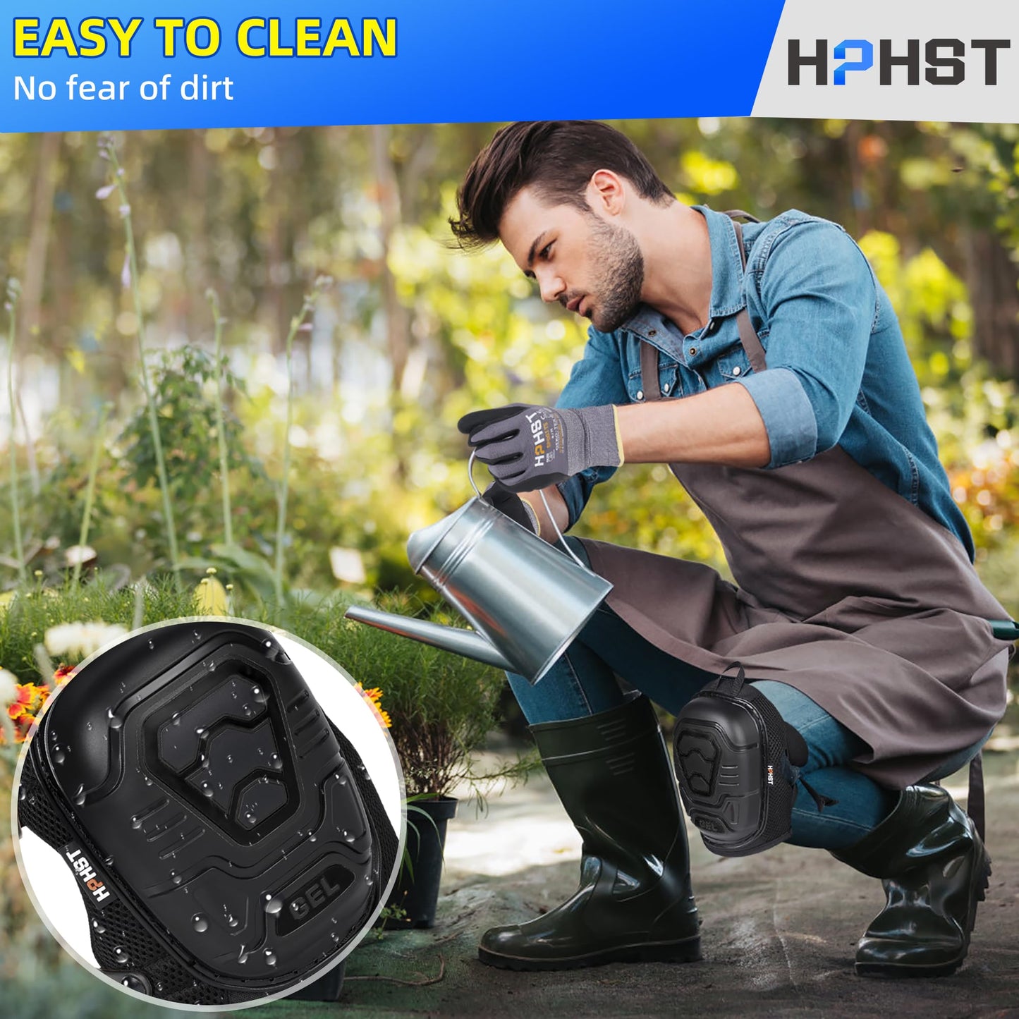 HPHST Professional Heavy-Duty Work Knee Pads with Gel & Foam Cushion – Slip-Resistant Support for Construction, Flooring, and Gardening (Black)