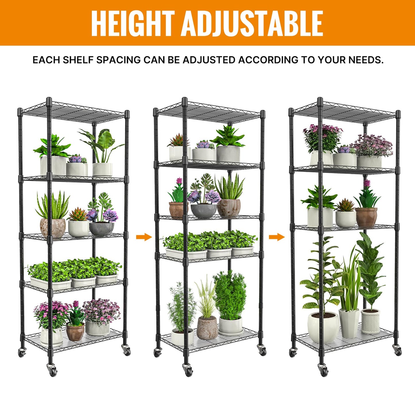 sagrynfp Mini 5-Tier Greenhouse for Indoor Outdoor, 23.2" L×13.4" W×61.4" H Portable Greenhouse with Clear PVC Cover and Metal Shelf for Growing Vegetables, Flowers and Seedlings, with Wheels