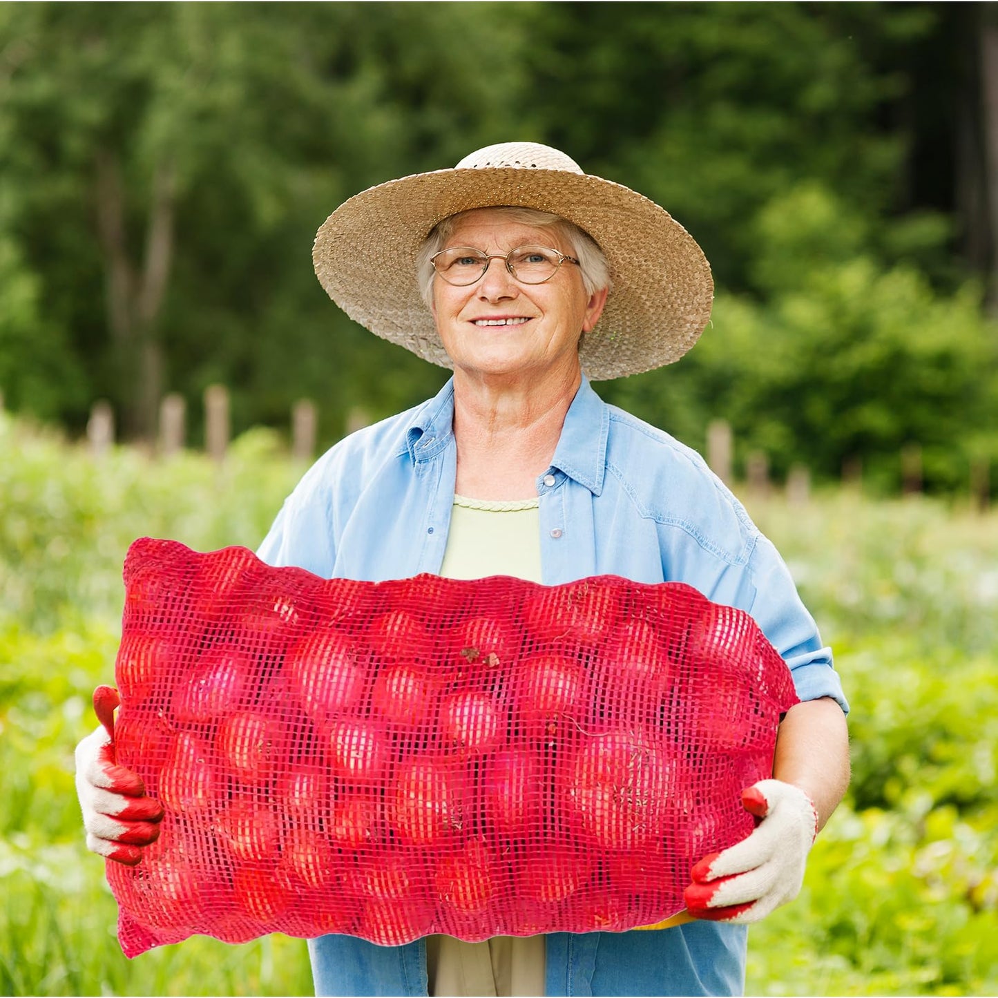SynHHergyx 50Pcs Extra Large Mesh Produce Bags, 60 lbs Onion Bag 21” x 32” Reusable Washable Breathable Vegetable Storage Net Bags with Drawstring for Firewood Onions Potatoes Carrot Corn Crawfish