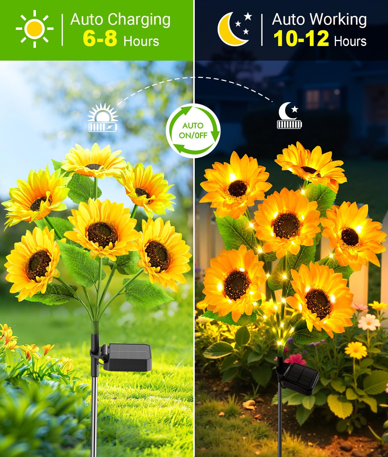 LETMY Solar Lights Outdoor Garden Decor, 4Pack Upgraded Solar Garden Lights with 24 Sunflower Lights, Solar Flowers Outdoor Waterproof IP65 for Garden Flower Bed Yard Decor, Gift for Women Mom Grandma