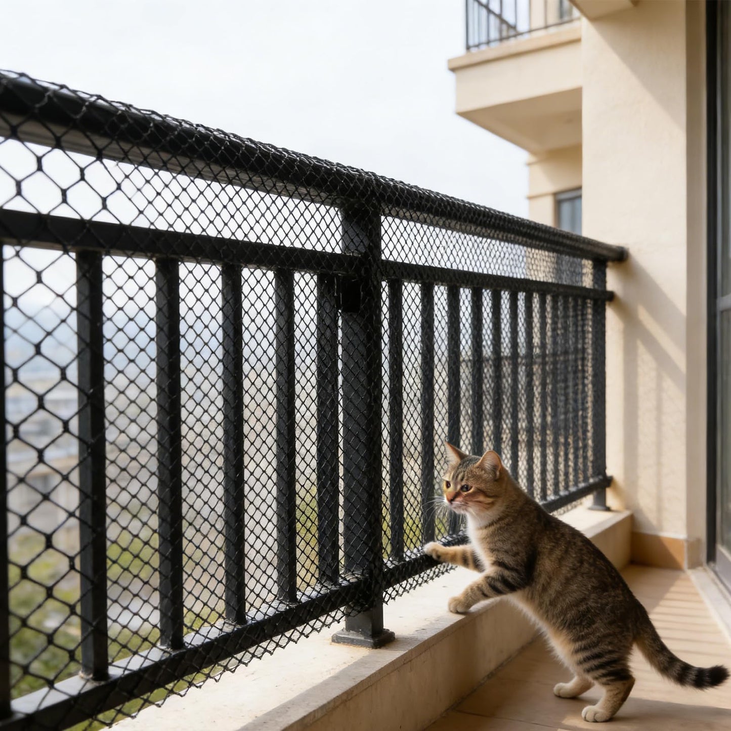 Tilvex 15.7" x 10' Plastic Mesh Fence Roll - Heavy Duty Chicken Wire Mesh Fence - Upgraded Thick Animal Barrier for Garden, Balcony Railing Safety Net, Poultry Netting with 20 Zip Ties, Black