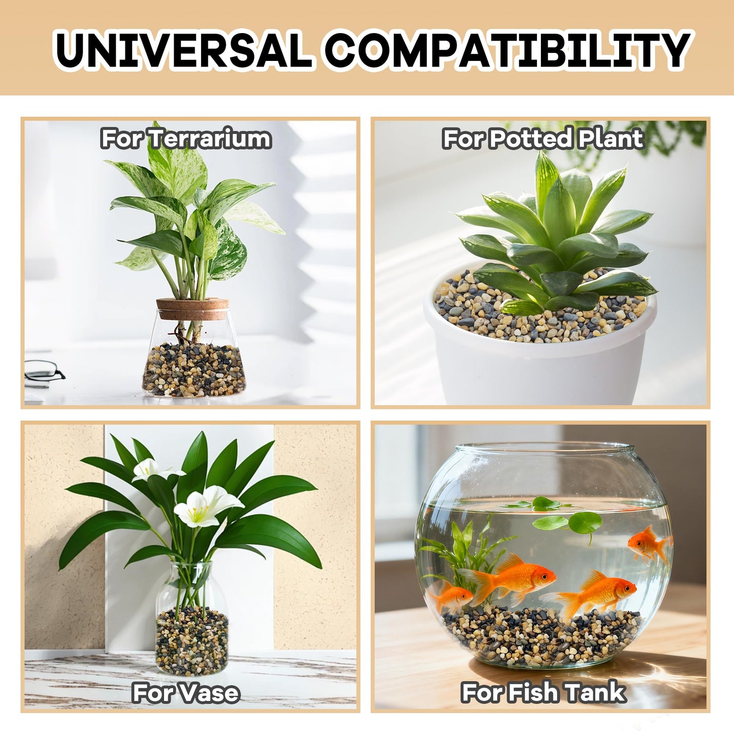 11 pounds Natural Small Pebbles, Polished Decorative Rocks for Succulents Gravel Pebbles for for Indoor and Outdoor Plants, Fish Tank, Hydroponics，Bonsai(5-8mm)