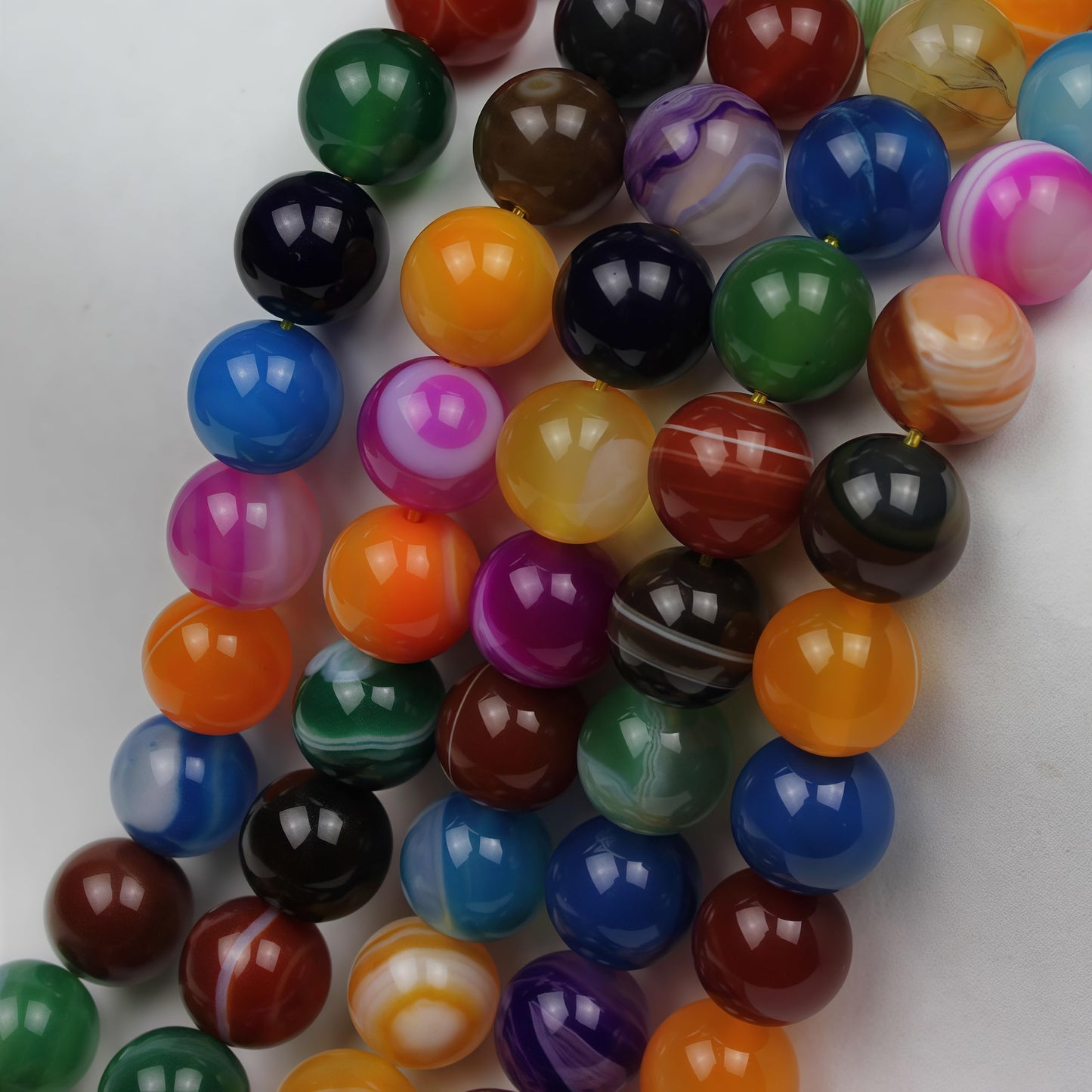 MJDCB Natural Multicolor Stripe Agate Beads Round Loose Beads for Jewelry Making DIY Bracelet Necklace (6mm)