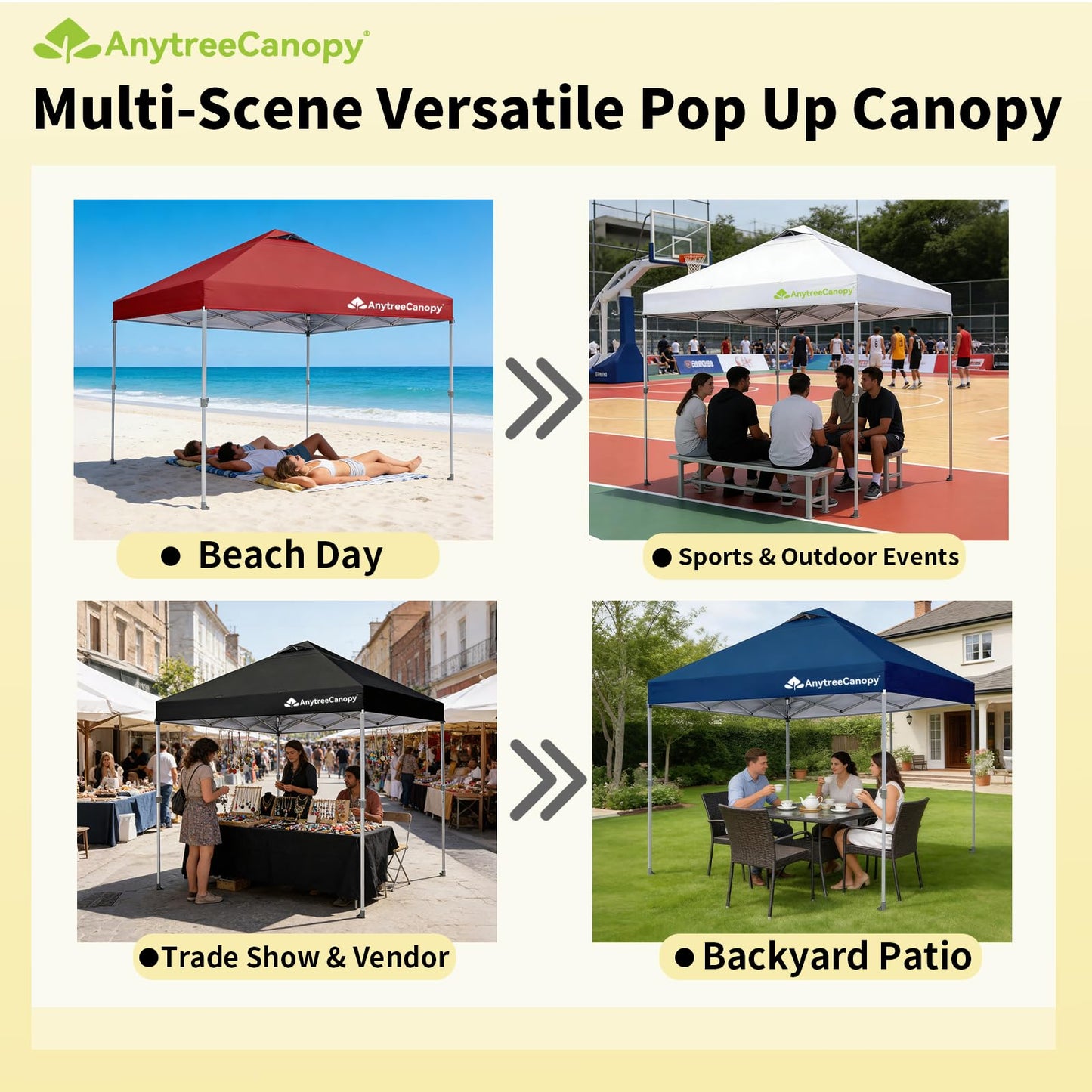 Anytee-10x10 Pop Up Canopy Tent, Easy Up Waterproof Outdoor Canopy with Wheeled Bag, Sun Shade for Patio, Backyard, Parties, Camping-Red Ventilated