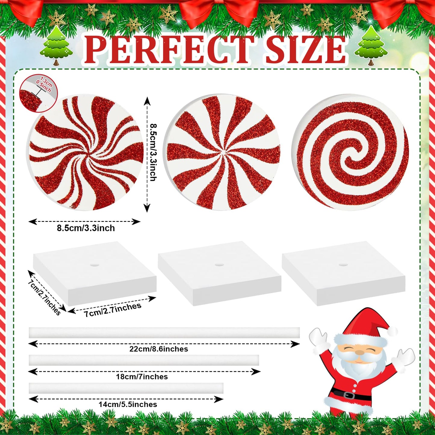 3 Pieces Christmas Table Decorations Wood Candy Set, Red Christmas Tiered Tray Decor,Rustic Candy Table Decorations for Home Tables(Cute)