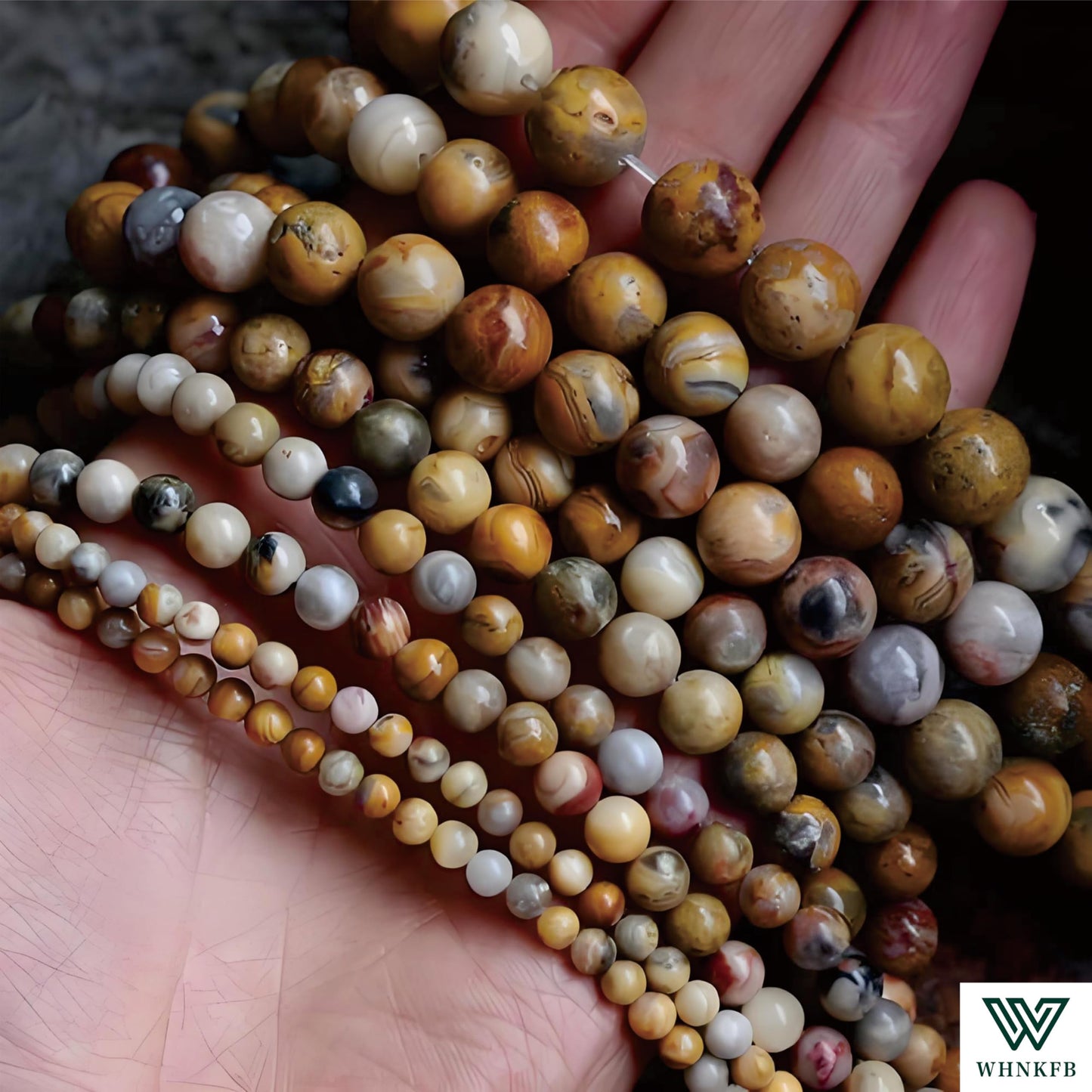 WHNKFB 8mm 50PCS Natural Red Crazy Lace Agate Round Beads, Mexican Fire Banded Loose Stone Beads for Jewelry Making Craft - 6mm 8mm 10mm Options with Free Elastic Cord