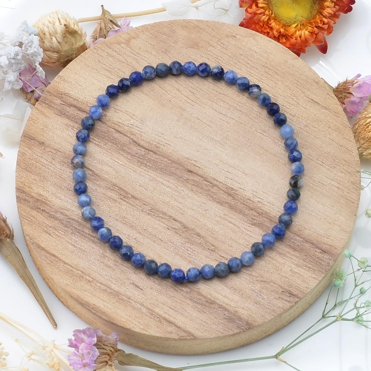 MASSIVE BEADS Natural Genuine Gemstone Beads Healing Crystal Chakra Reiki Jewelry Faceted Round Beads Bracelets (Blue Sodalite, 3mm)