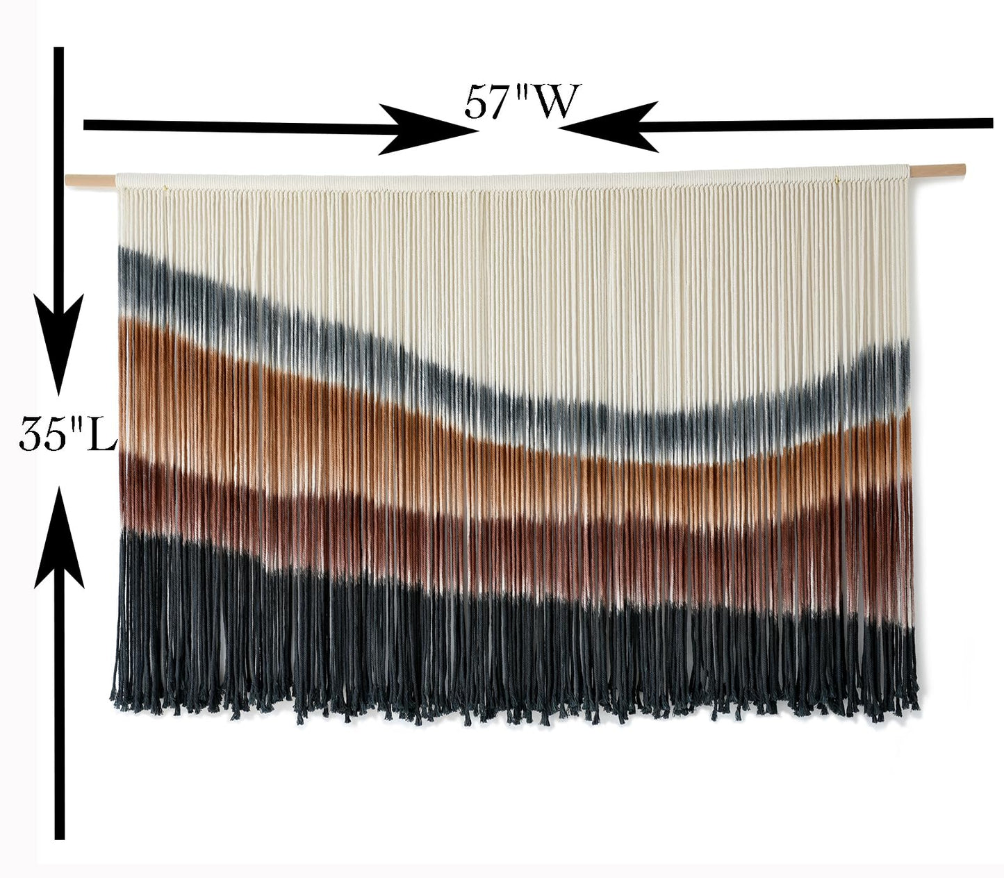 Flber Macrame Wall Hanging Macrame Wall Decor Large-Scale Tie-Dye Tapestry Living Home Room Wall Decor 57" Wx 35" L