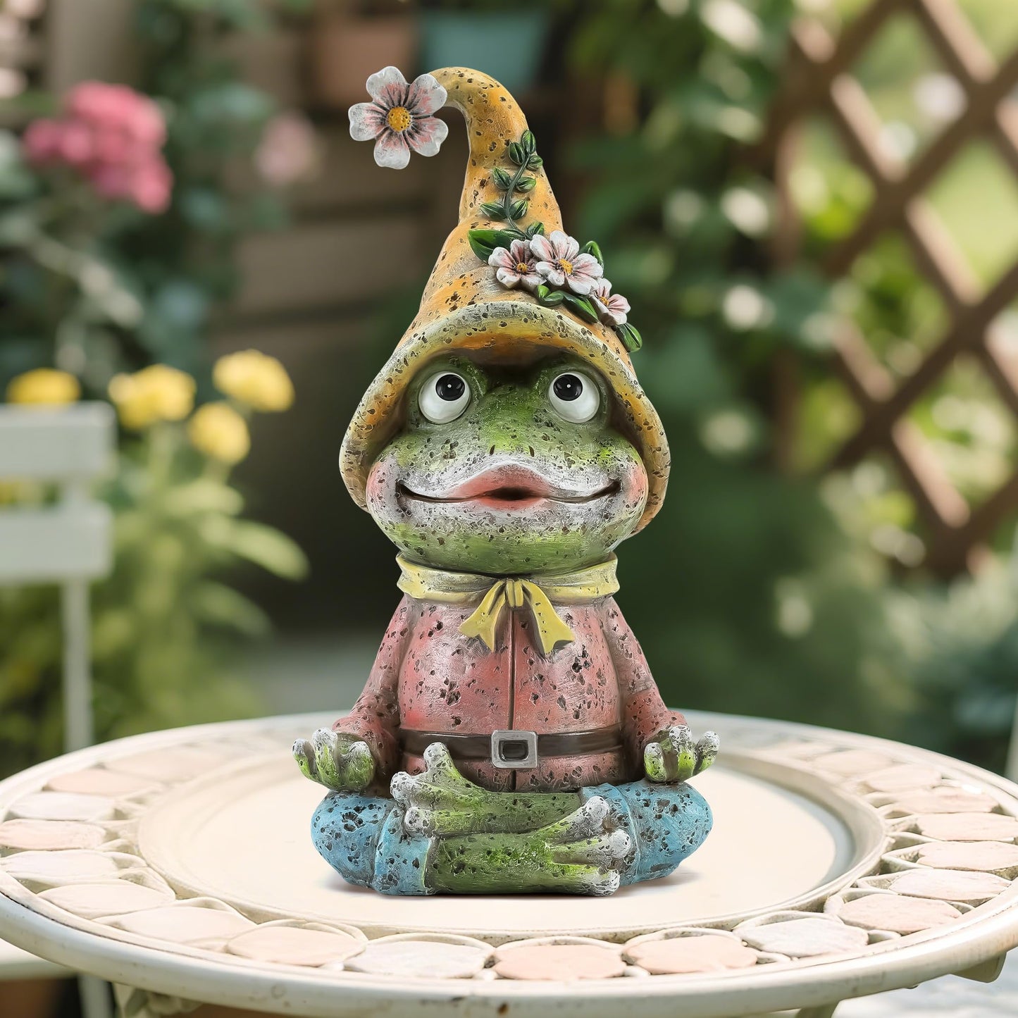 Wiresusan Garden Yoga Frog Statues Outdoor Meditation Zen Yoga Frogs Resin Figurines, Garden Home and Decoration for Patio Yard Lawn, Gifts for Women, 9.4 Tall Inches Green Frogs Sculptures