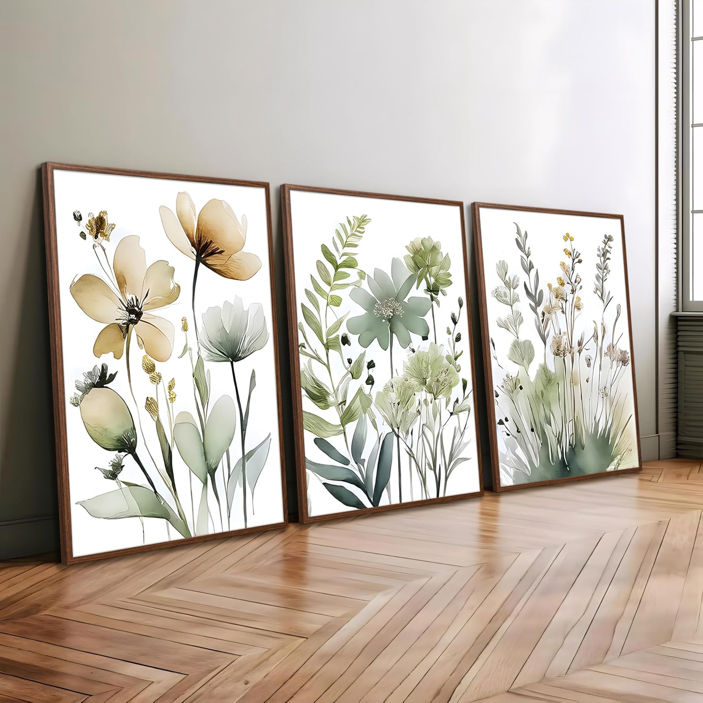 tgguytiy Sage Green Botanical Posters Set of 3 – Boho Floral Wall Art Prints, Minimalist Flower Artwork for Bedroom, Bathroom, Living Room, Aesthetic Plant Pictures Home Decor 24x16 Inch Unframed