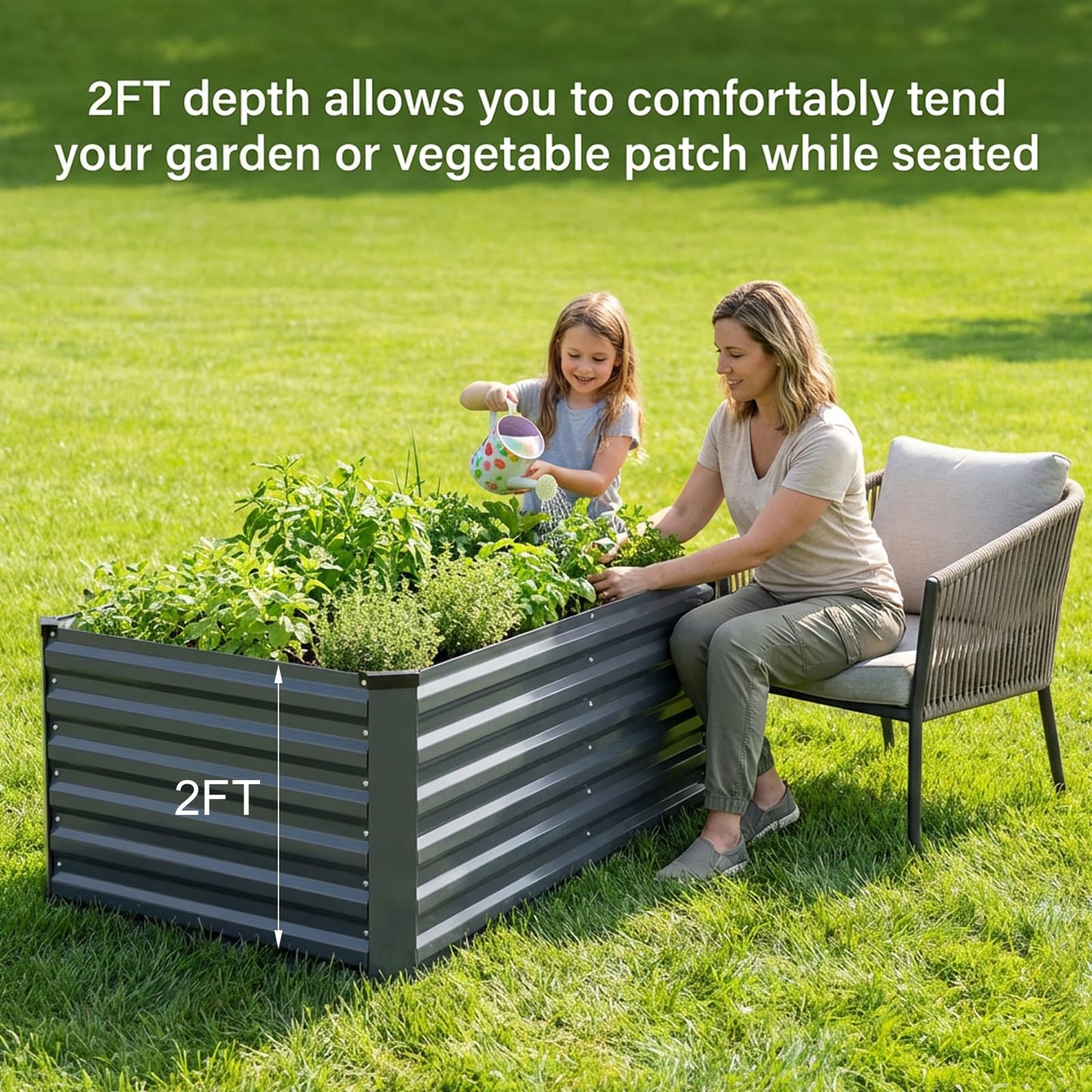 STBoo 6x3x2FT Galvanized Raised Garden Bed, Outdoor Metal Raised Planter Box for Vegetables, Elevated Rust-Resistant Rectangle Gardening Container Kit with Reinforced Panels for Backyard, Patio(Grey)