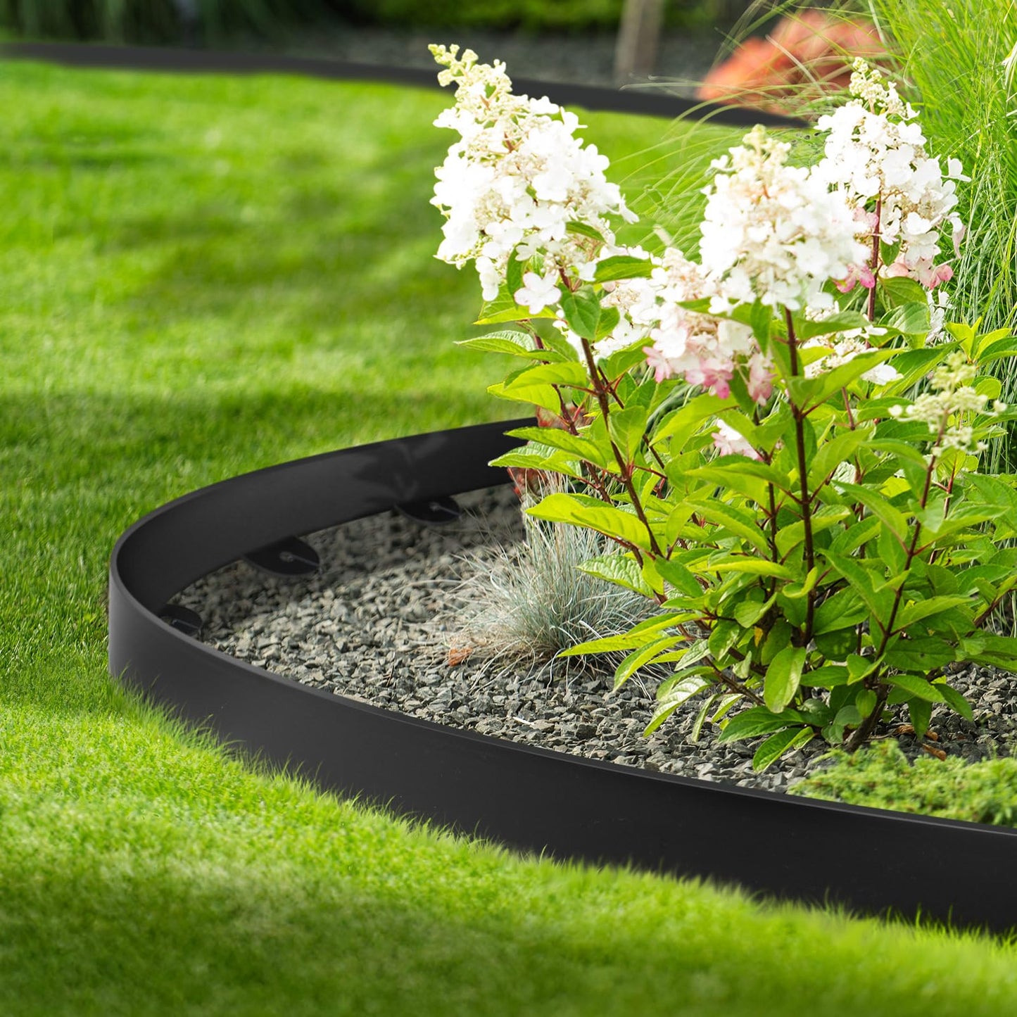 Jorvila Landscape Edging, 1.5" x 100' Plastic Garden Edging with 120 Pcs Metal Spikes, Flexible Garden Border for Lawn, Landscaping, Flower Beds