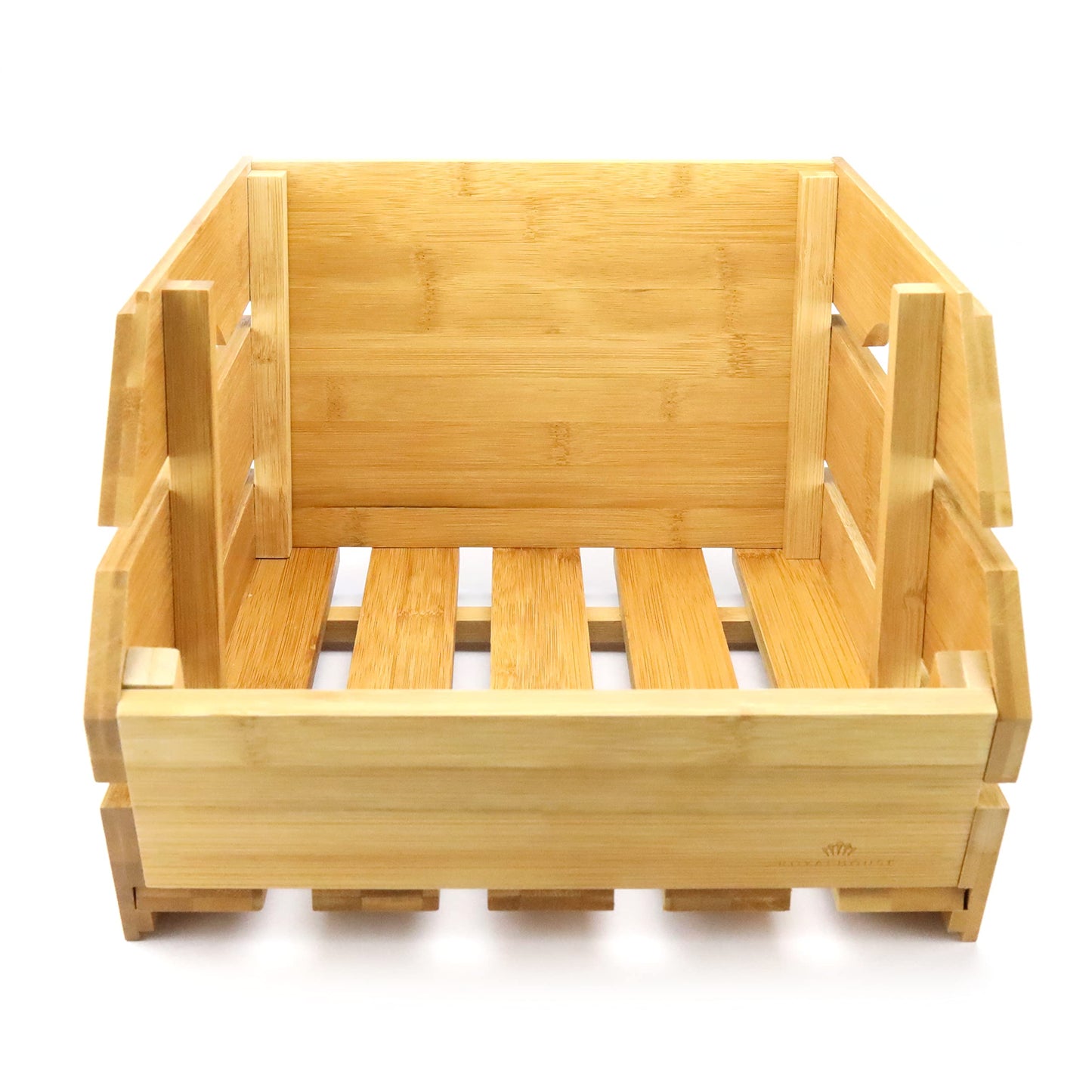 ROYALHOUSE Bamboo Fruit Bowl, Fruit & Vegetable Storage For Kitchen Countertop, Bamboo Fruit Basket, Tabletop Fruit Serving Bowl