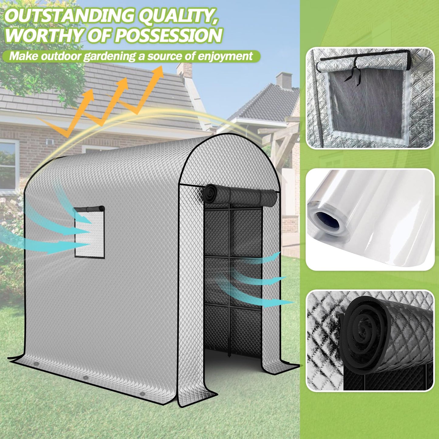 BUKLIYN Greenhouses for Outdoors - 90.5'' × 50.8'' × 89.3'' Walk in Plant Greenhouses,Double-Layer Covering - PVC Film and Cotton Film, Suitable for All Seasons