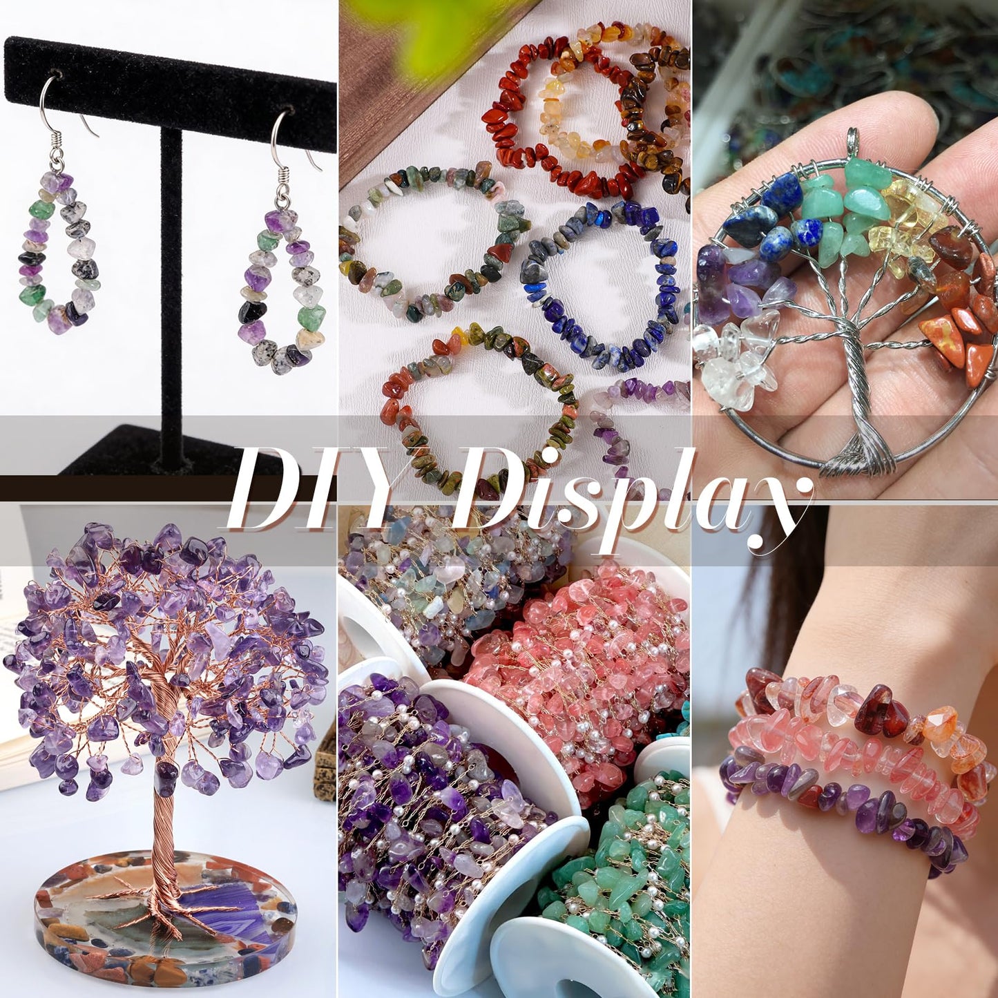 200pcs Natural Irregular Chip Stone Beads 5-8mm Fluorite Pre-Drilled 30-inch Strand Semi-Precious Healing Crystal Beads for DIY Jewelry Making Bracelet Chakra Crafts