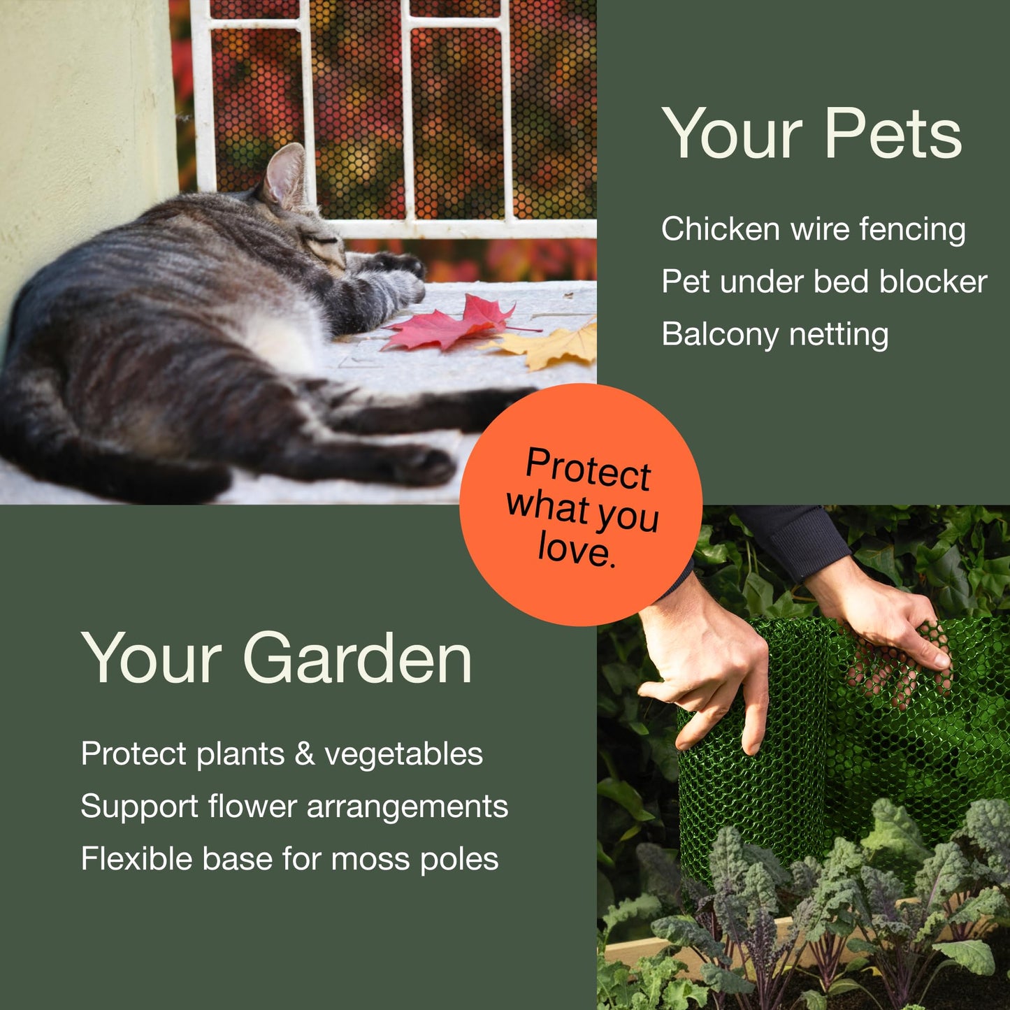 Maporch Plastic Chicken Wire Fencing for Pet Protection - 15.7" x 10ft, Black HDPE Mesh - Garden Fence Animal Barrier for Dogs, Cats and Rabbits (1-Pack)