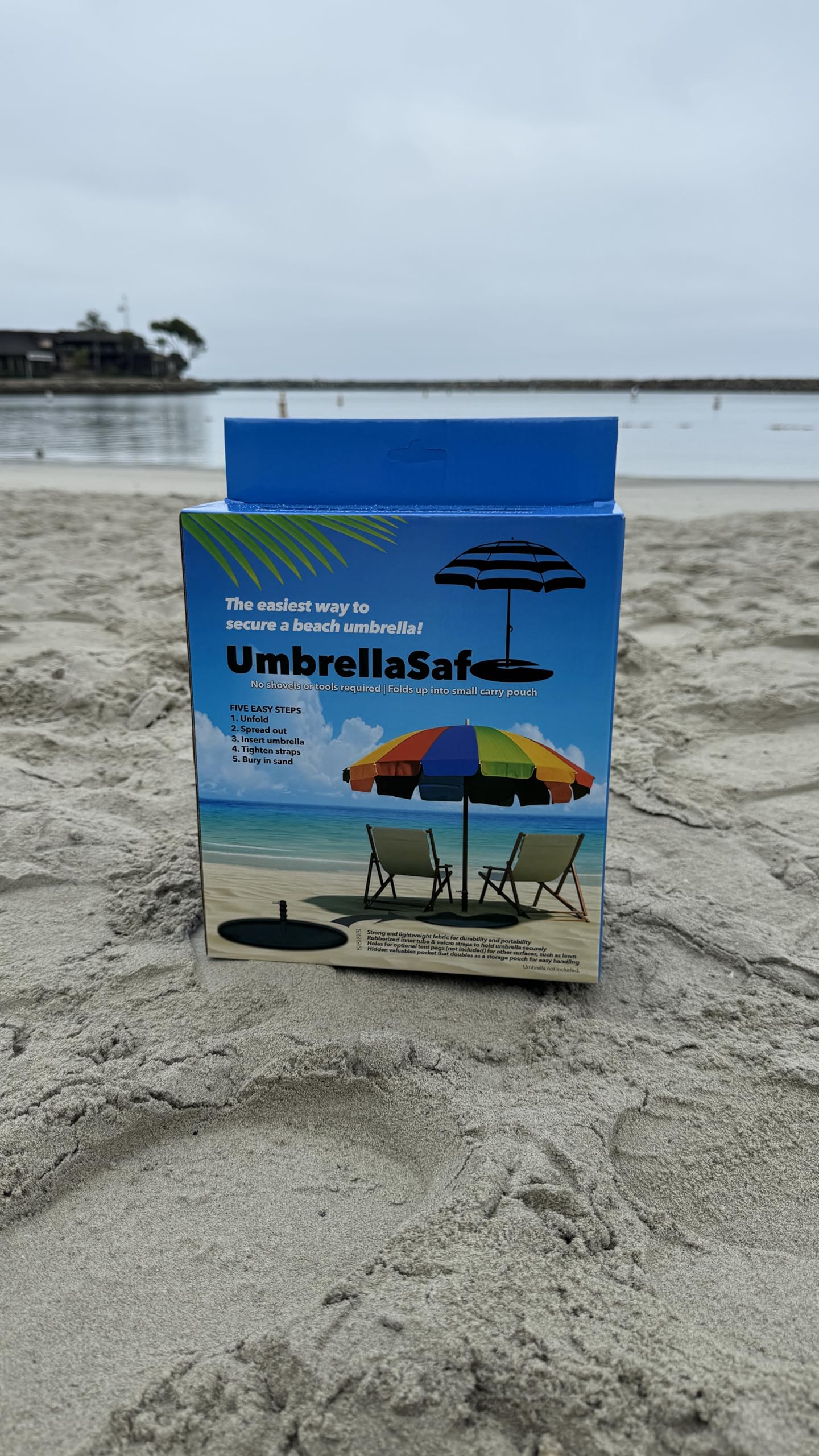 UmbrellaSafe Beach Umbrella Anchor, No Digging, No Tools, No Hassle