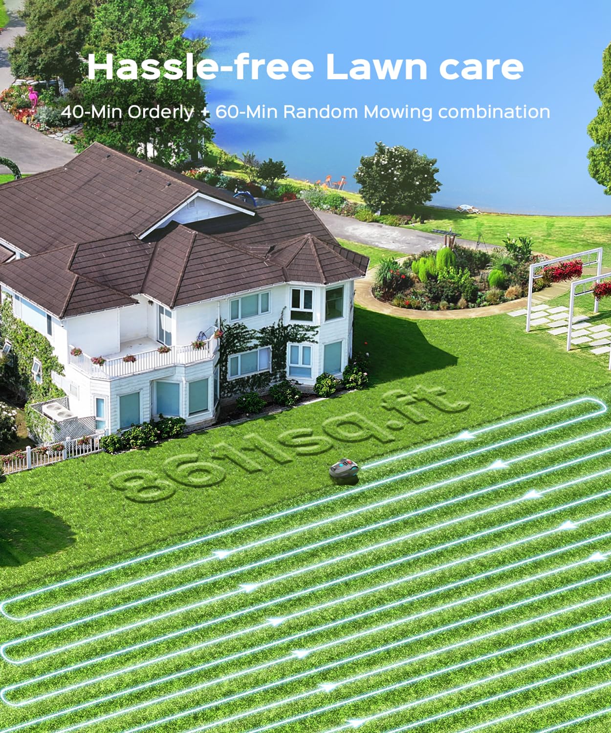 YARDCARE 2026 New M800Plus Robot Lawn Mower, GPS & 3D Vision, with 32.8 ft Magnetic Stripe, Obstacle Avoidance, Auto-Charging, APP Control, Bow-Shaped Mowing for Lawns up to 8611 sq.ft (Black)